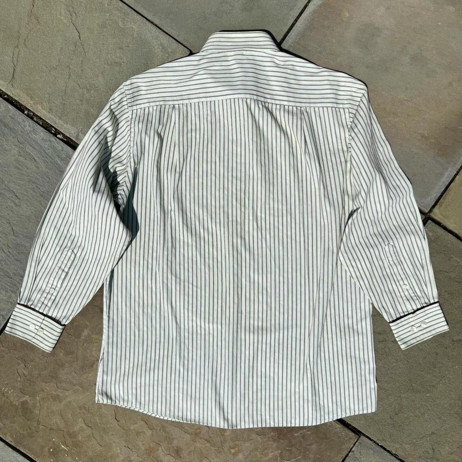 Van Heusen Y2K Neo-Vintage Pale Green/Burgundy Stripe Button Down Shirt Size US L / EU 52-54 / 3 - 5 Thumbnail
