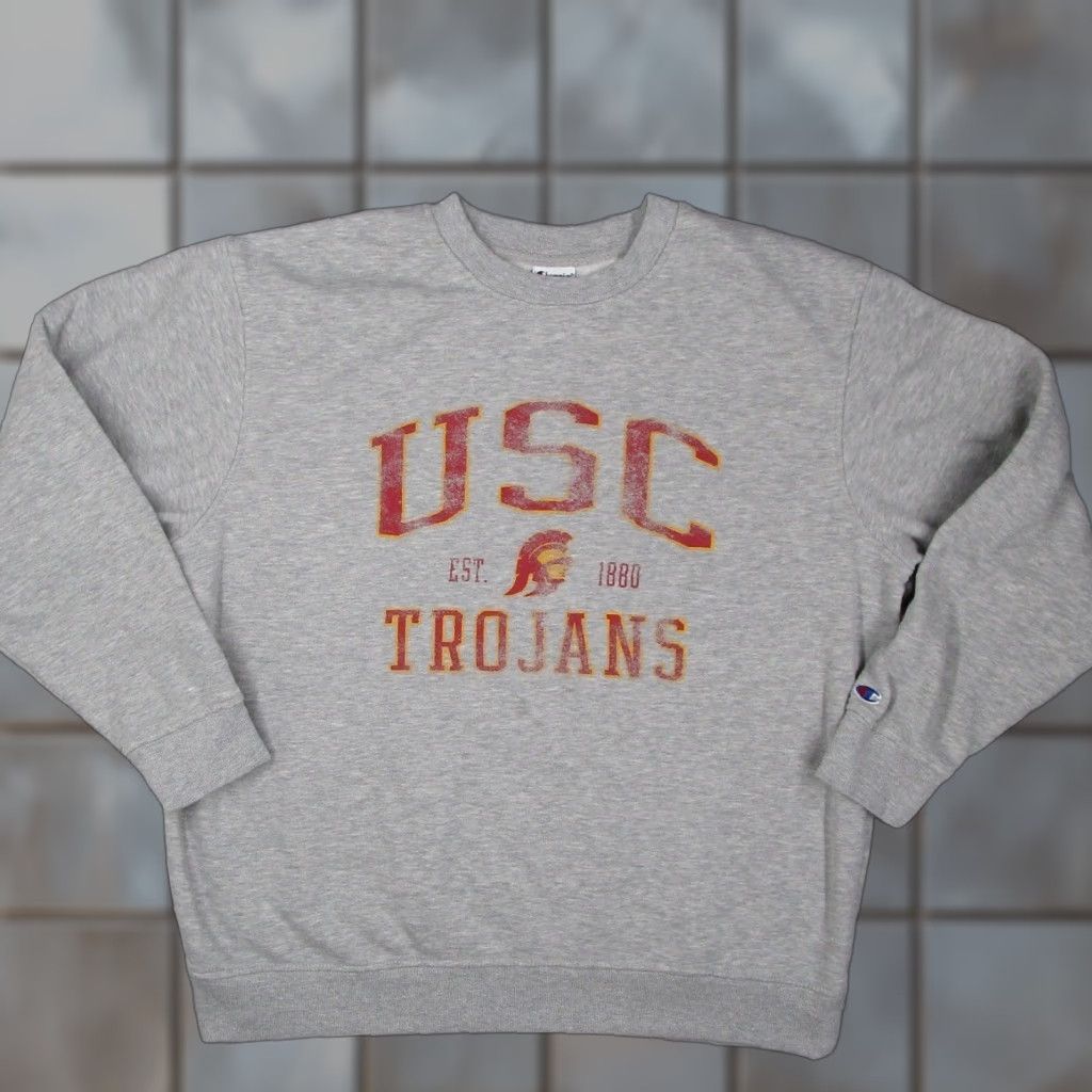 Champion Champion USC Trojans Sweatshirt Mens 2XL Gray Crewneck Fleece NCAA Shirt Pullover Logo Graphic Print Size US XXL / EU 58 / 5 - 1 Thumbnail