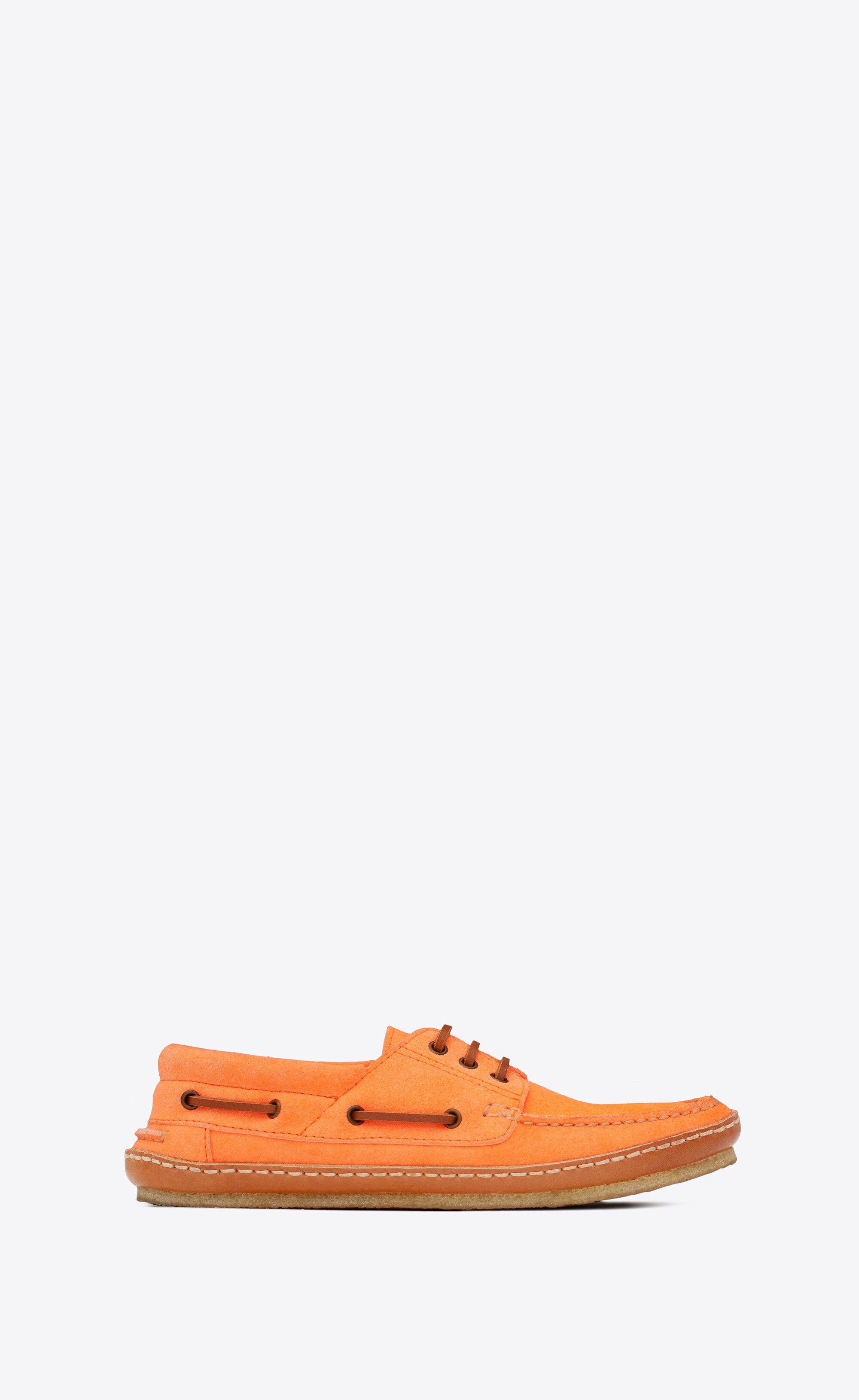 Saint Laurent Paris o1bcso1str1124 Ashe Boat Shoes in Suede in Orange Size US 12 / EU 45 - 1 Thumbnail