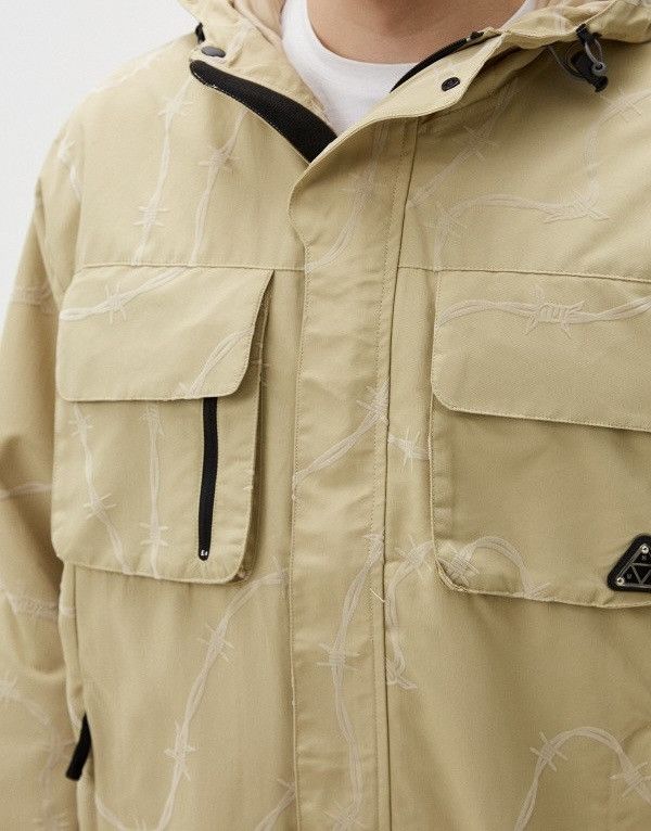Huf HUF Barbed Wire Jacket Beige Hooded Streetwear UtilityJacket Size US L / EU 52-54 / 3 - 20 Thumbnail