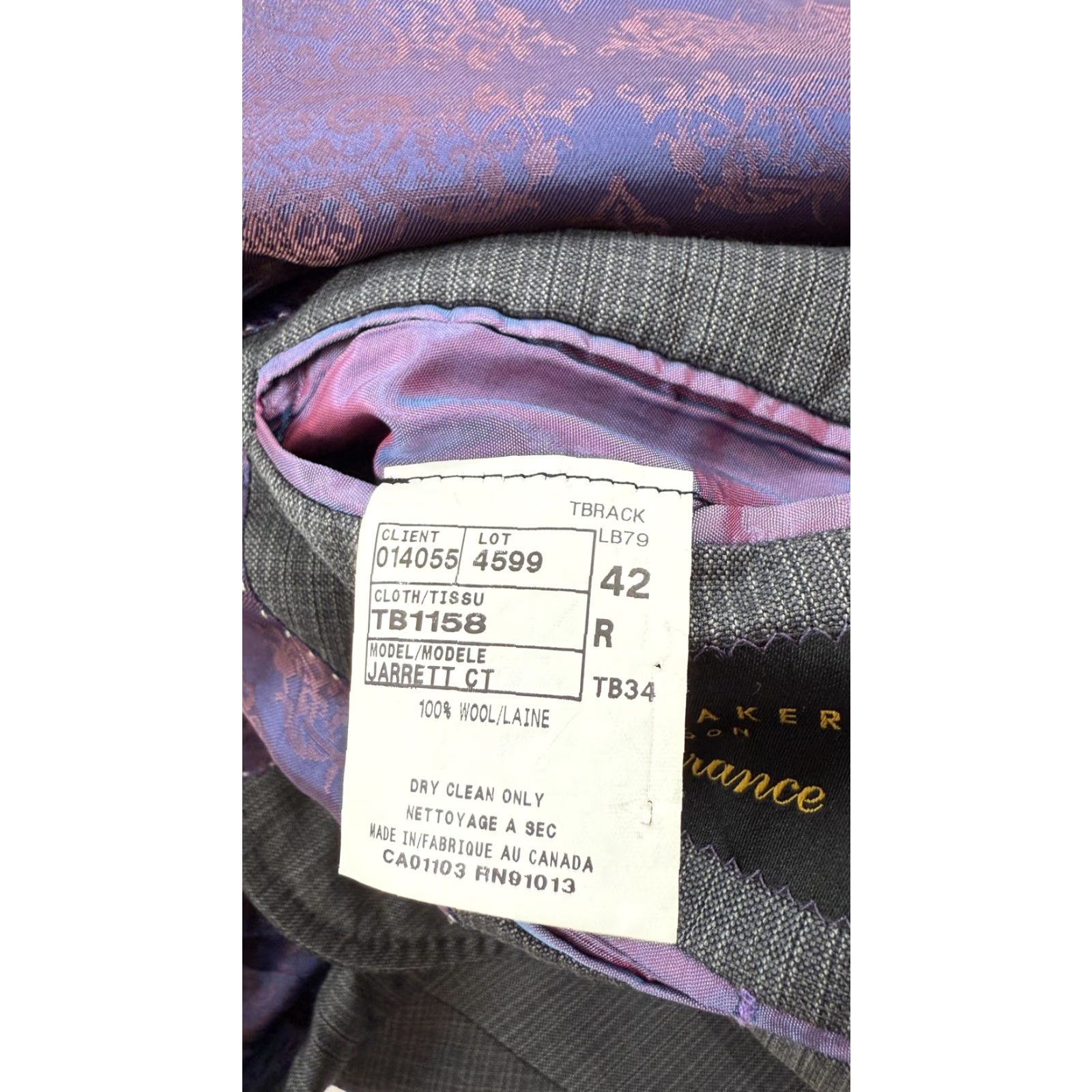Ted Baker Ted Baker Jacket Mens 42R Gray Wool Jarrett CT Endurance Made in Canada Size US XS / EU 42 / 0 - 7 Thumbnail