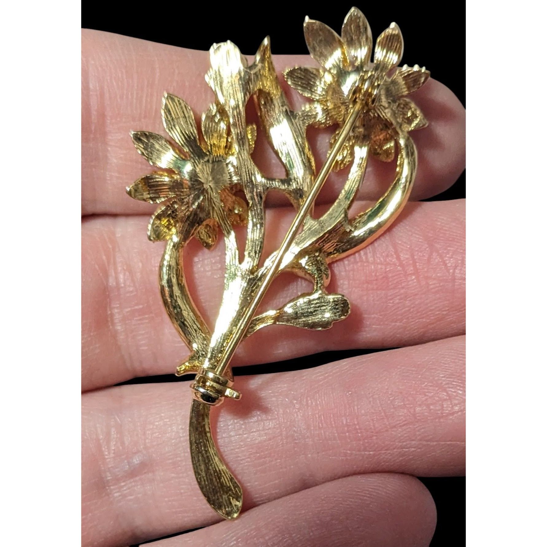 Other Vintage Floral Silver And Gold Tone Rhinestone Brooch Size ONE SIZE - 4 Thumbnail