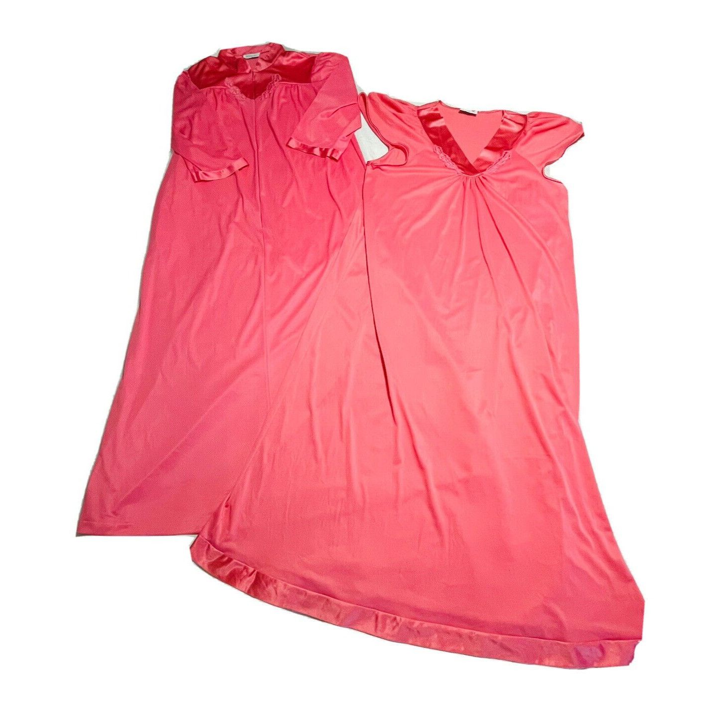 Vintage Vanity Fair Long Sleep 2 Piece Set Slip & Robe Coral Pink Wo Size L / US 10 / IT 46 - 1 Thumbnail