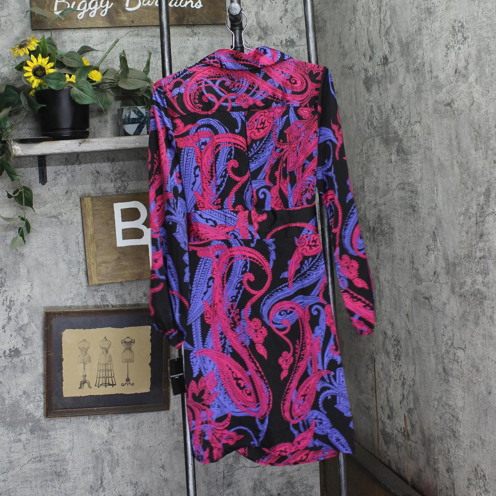 Other Nwt Tahari Asl Faux-wrap Dress Dem643-t4 Black Cobalt 10 Size L / US 10 / IT 46 - 2 Thumbnail