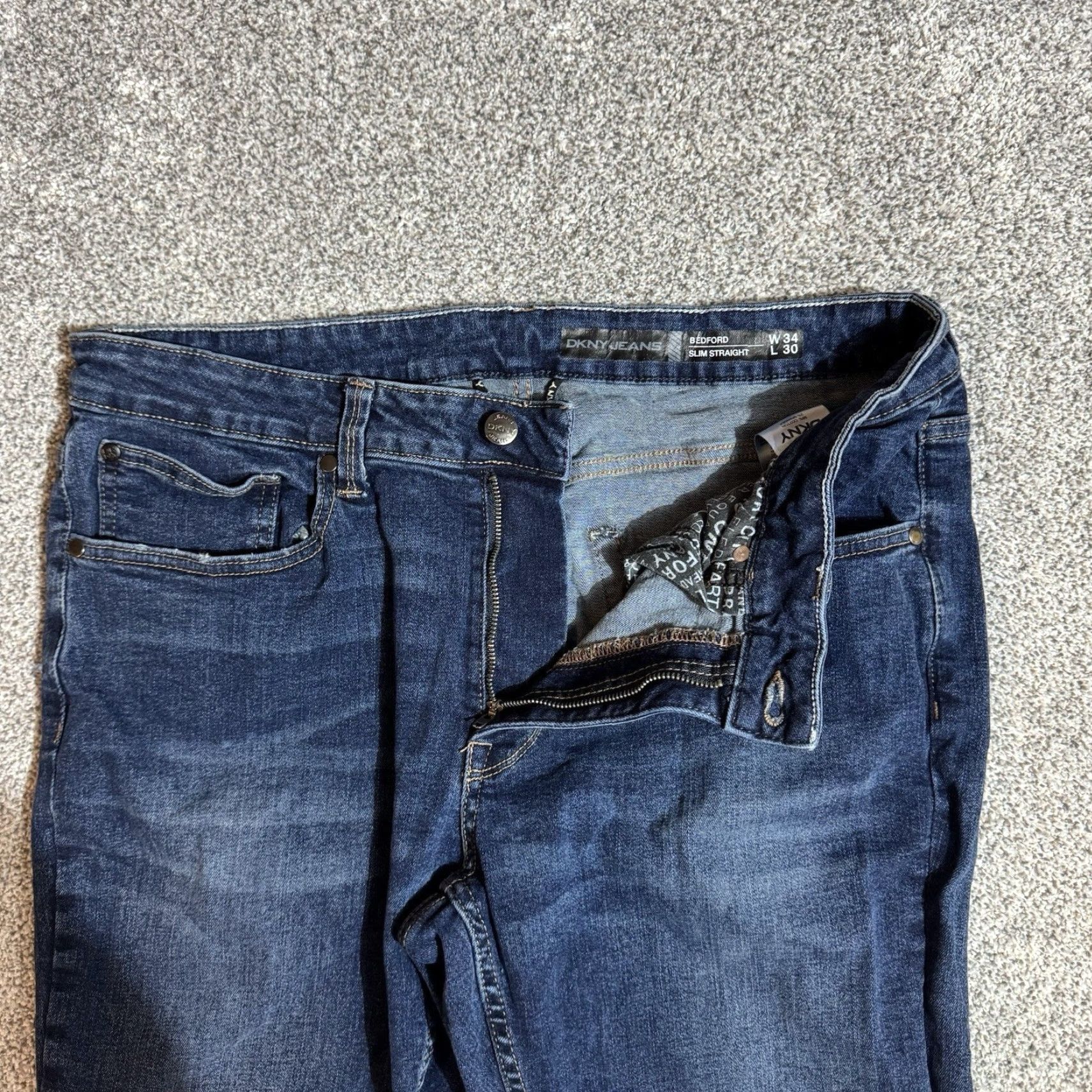 DKNY DKNY Bedford Jeans Mens 34x30 Slim Straight Dark Wash Denim Grunge Streetwear Jeans Mens 34 Dark Wash City Grunge Military? Size US 34 / EU 50 - 6 Thumbnail