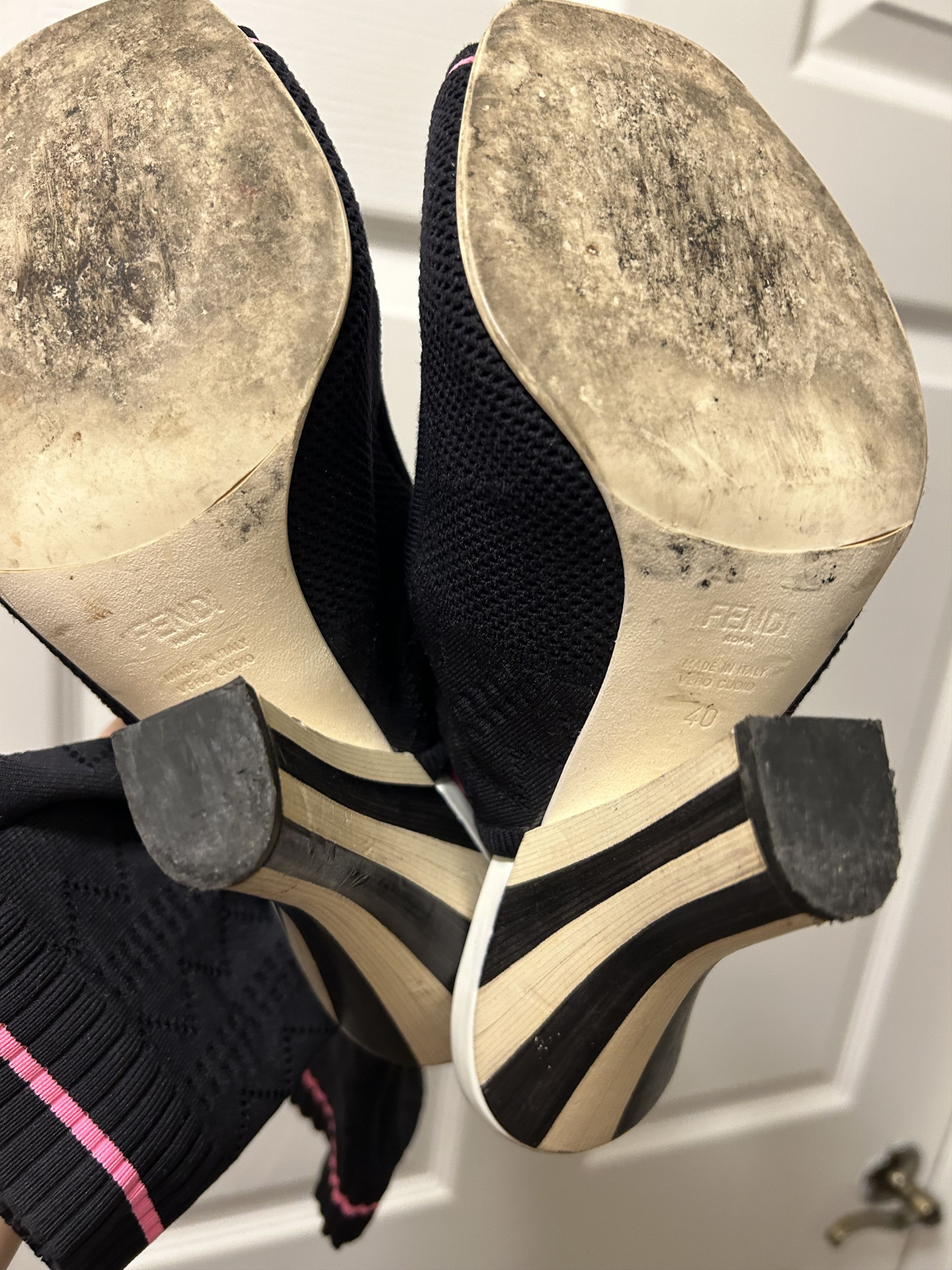 Fendi Fendi Black and Pink Sock Mules Size US 9 / IT 39 - 3 Thumbnail