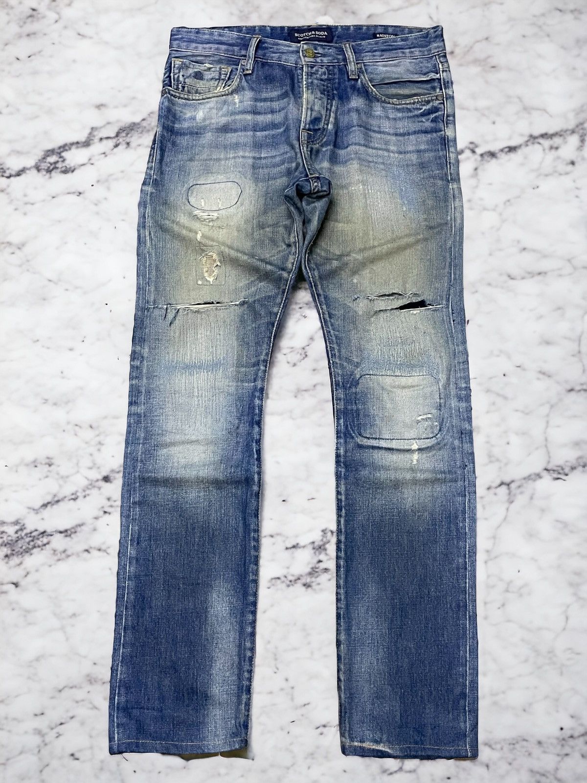 Hysteric Glamour × Scotch & Soda Scotch & Soda Distressed Repaired Heavy Stitched Jeans Size US 30 / EU 46 - 1 Thumbnail