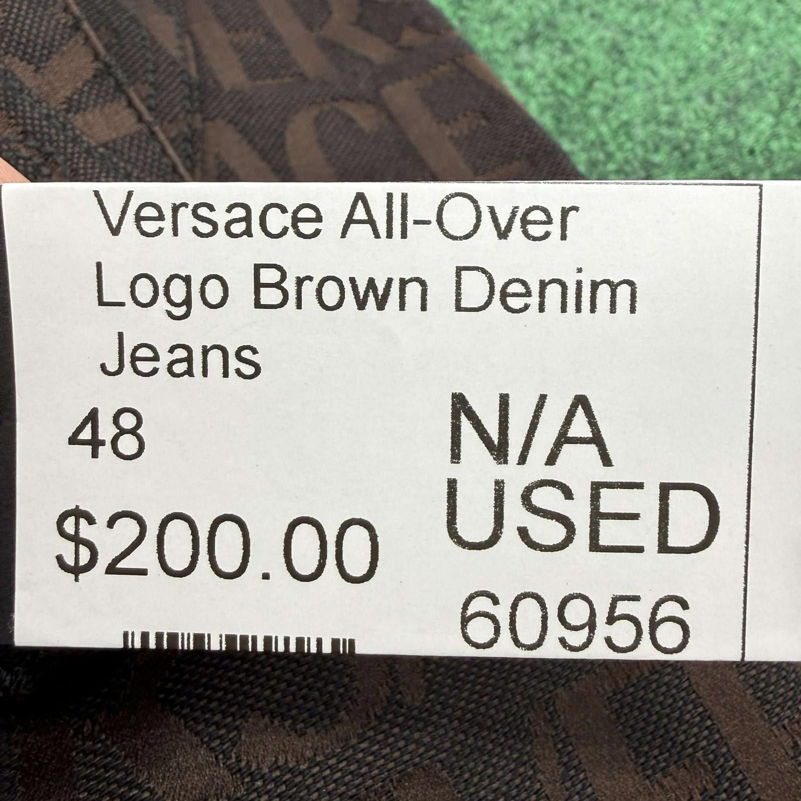 Versace Versace All-Over Logo Brown Denim Jeans 48 Used Size US 44 / EU 60 - 12 Thumbnail