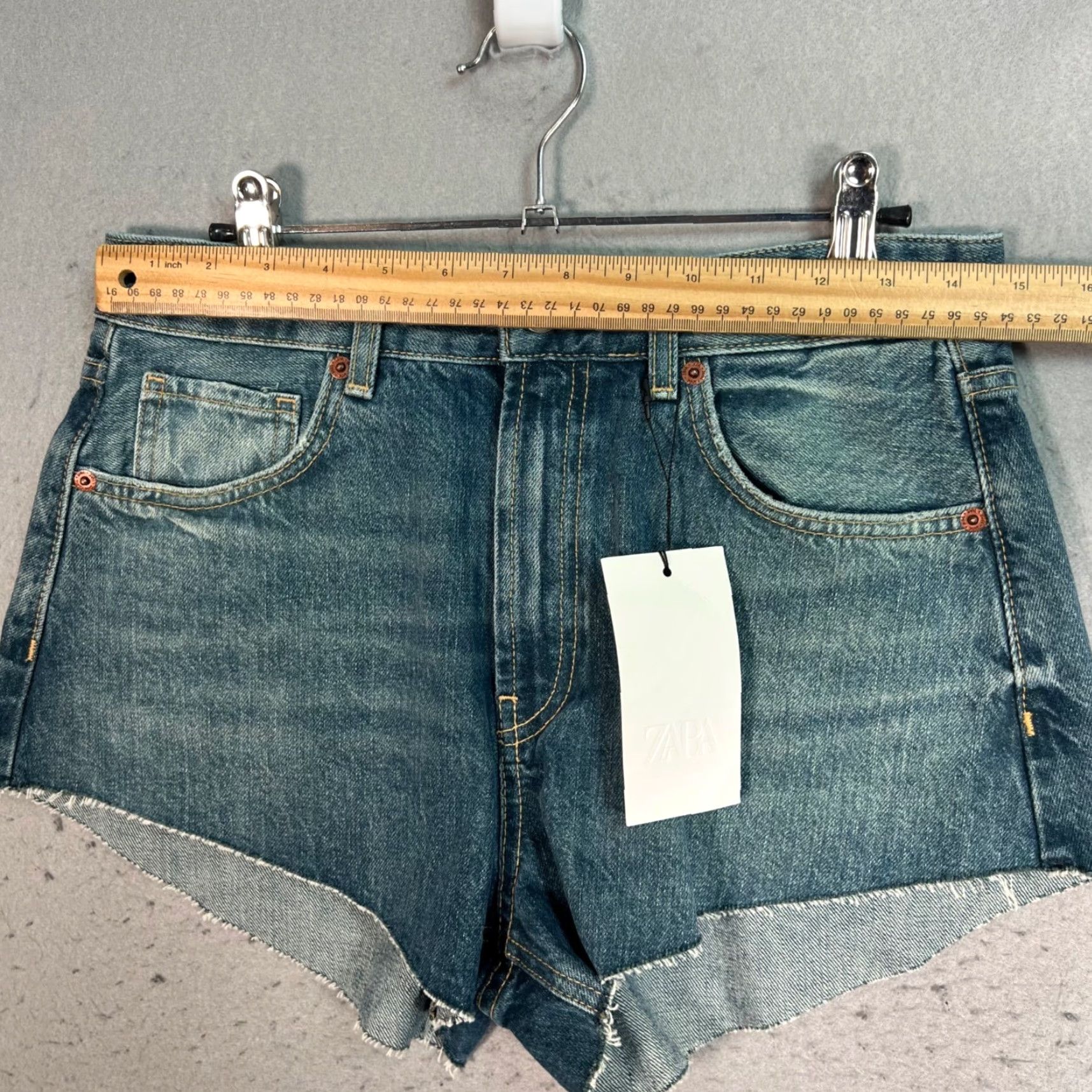 Zara Zara Womens Denim Shorts 6 Blue High Rise 5-Pocket Cut-Off A-Line - Summer Womens Medium? Size 28" / US 6 / IT 42 - 7 Thumbnail
