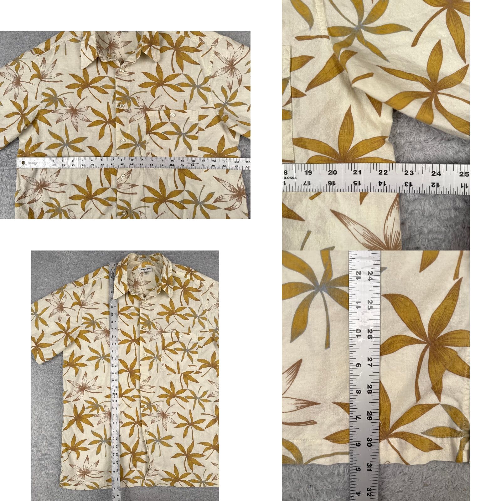 Vintage Chereskin Hawaiian Shirt Mens XL Ivory Leaf Print Button-Up Cotton Blend Resort Aloha Beach 90s Mens Size US XL / EU 56 / 4 - 8 Thumbnail
