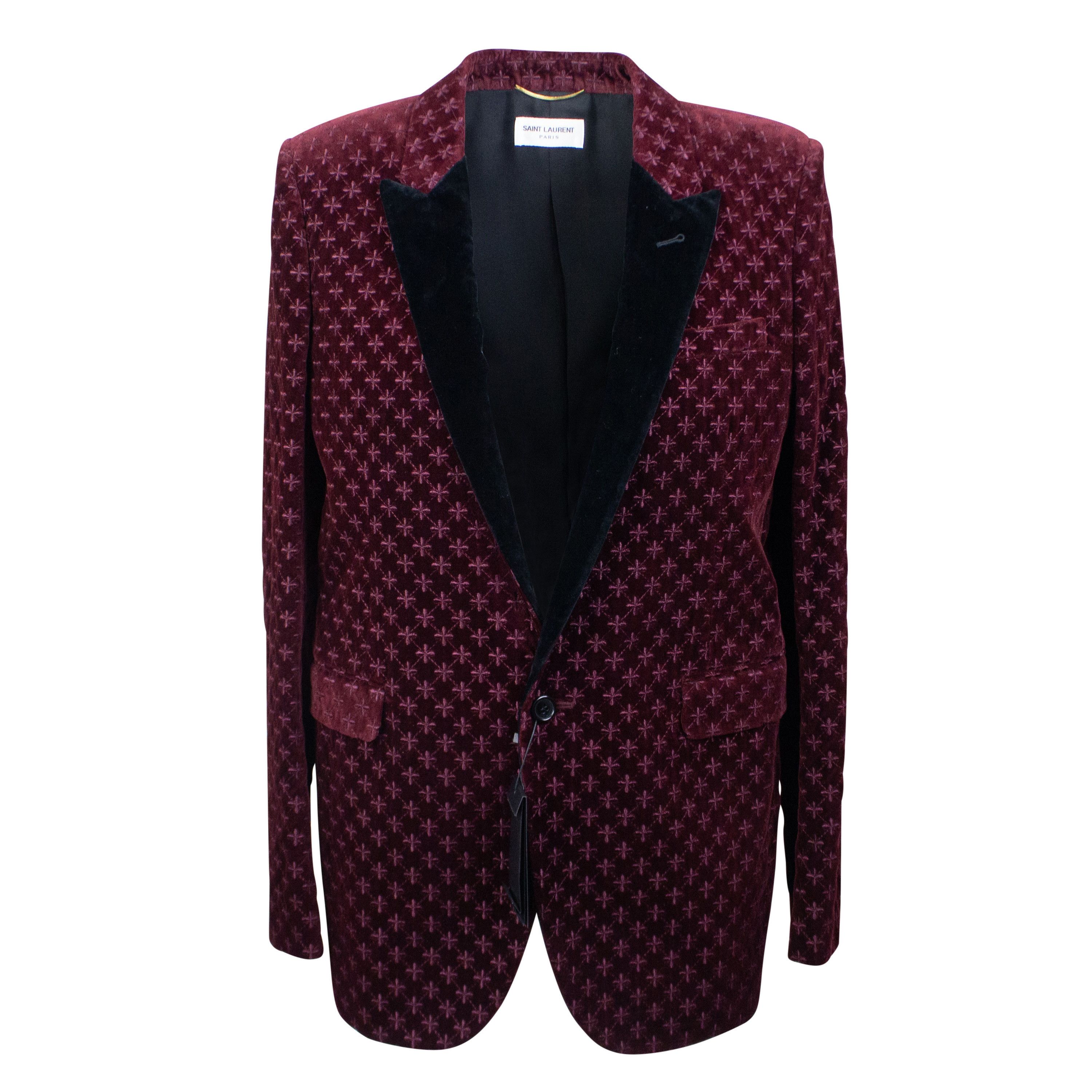 image of Saint Laurent Paris Burgundy Velvet Evening Jacket Size 6/42, Women's
