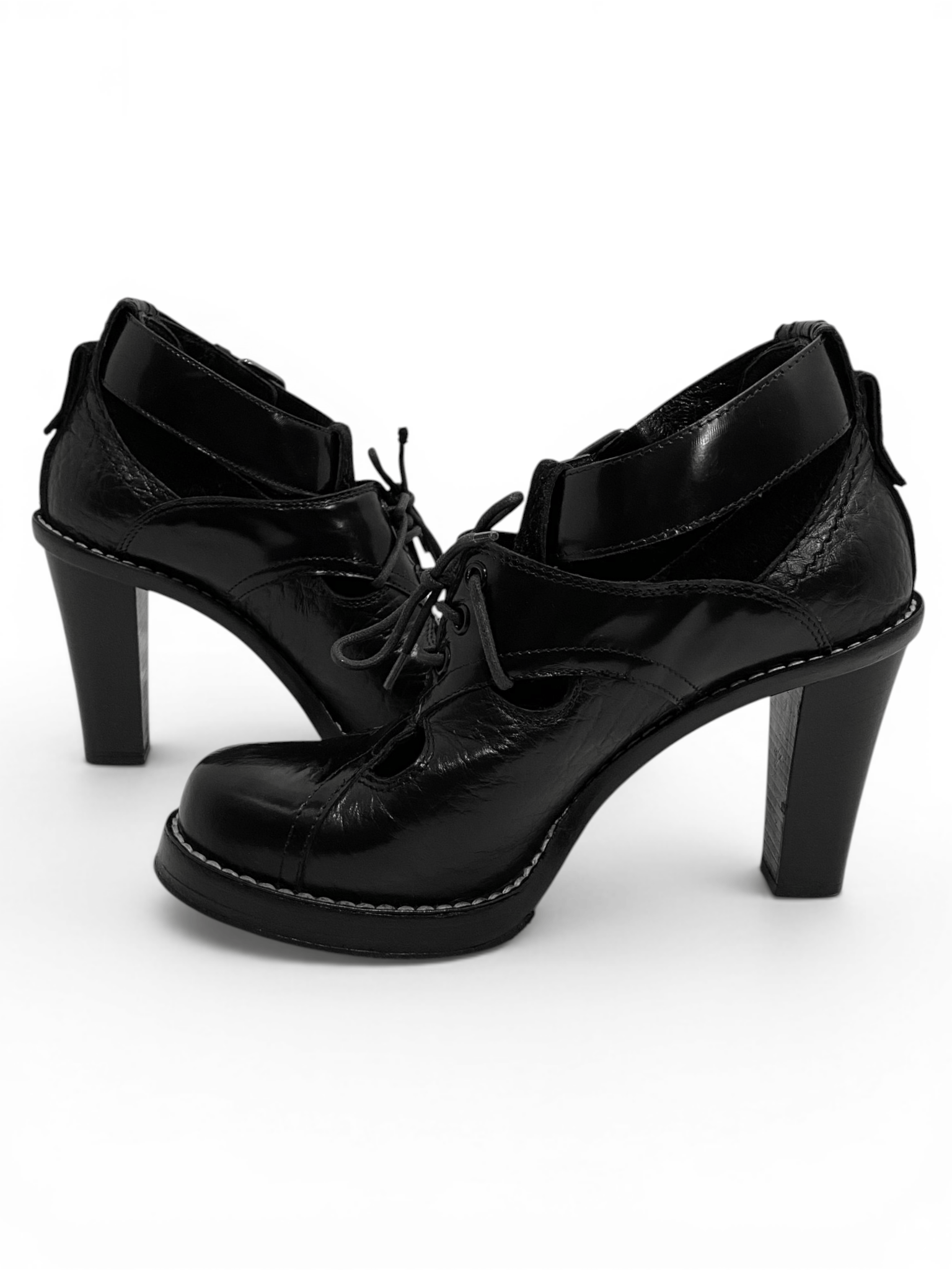Balenciaga Balenciaga Paris Black Leather Lace Heels Boots Vintage Y2K Size US 6 / IT 36 - 8 Thumbnail