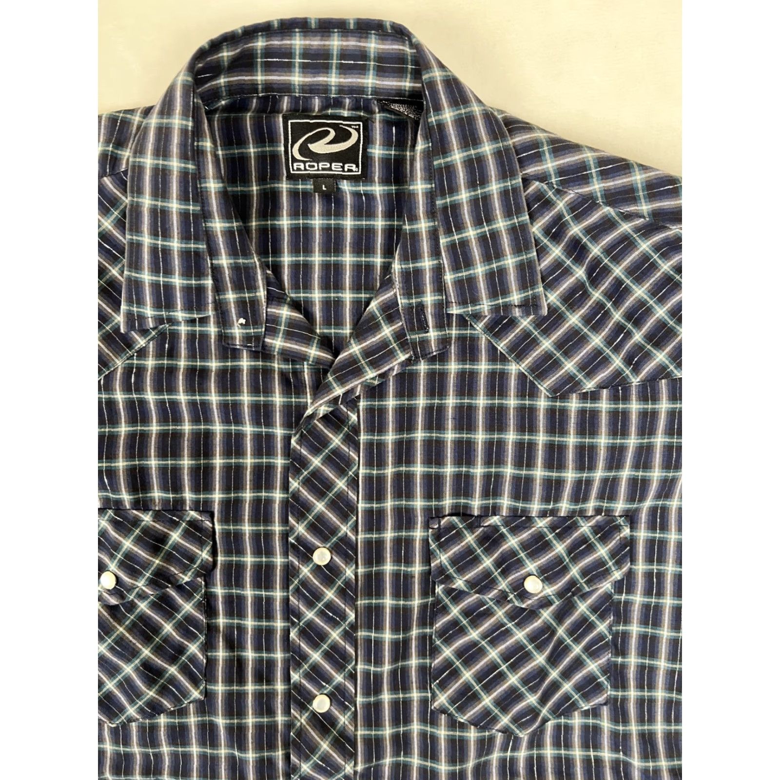 Roper VINTAGE Roper Shirt Western Pearl Snap Short Sleeve Plaid Size L Blue Mens 90s Cowboy Shirt Size US L / EU 52-54 / 3 - 2 Thumbnail