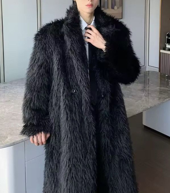 Japanese Brand Basic Midi Streetwear Black Faux Fur Warm Jacket Coat Size US L / EU 52-54 / 3 - 7 Thumbnail