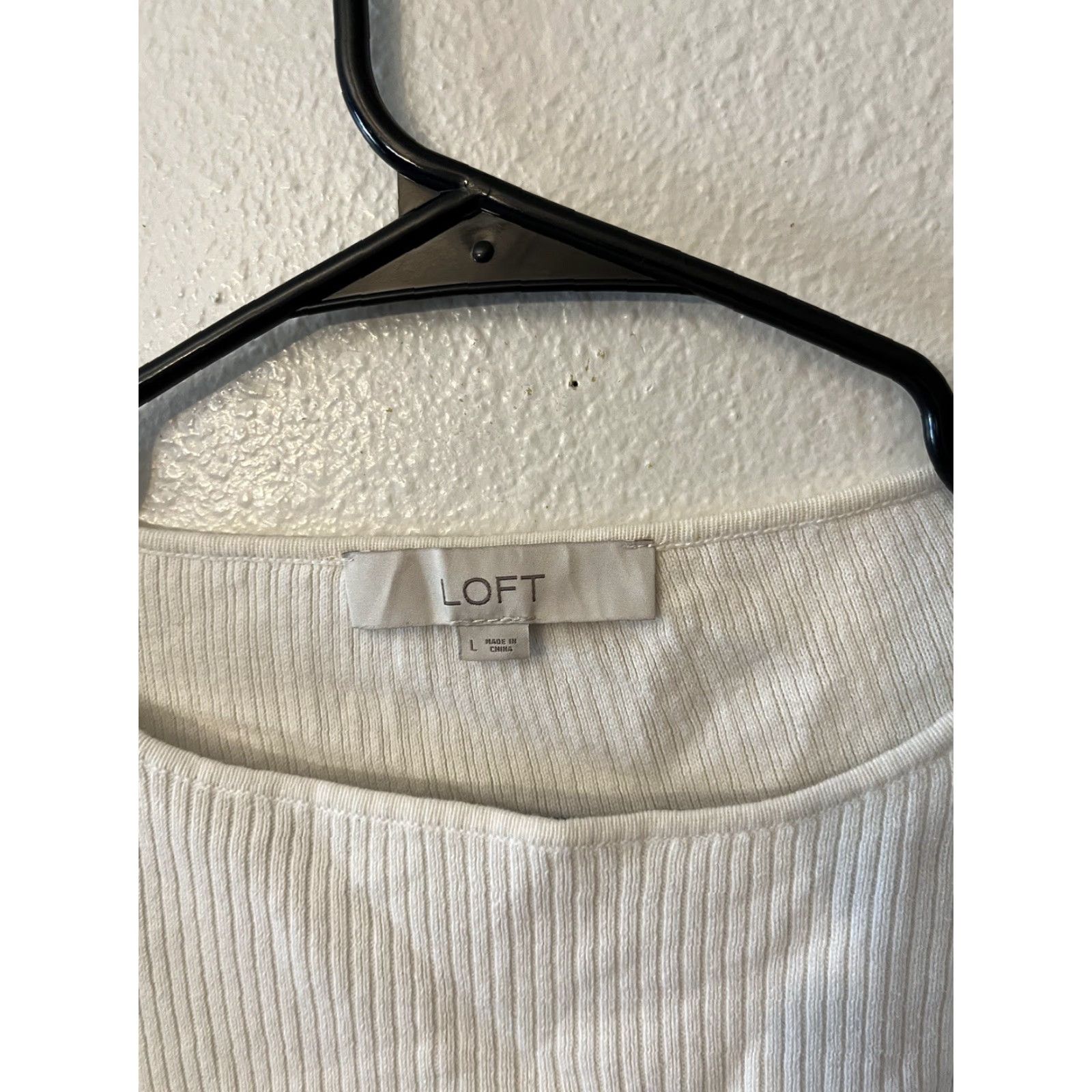 Loft VINTAGE Loft Ivory Puff Sleeve Crewneck Sweater Women Large Pullover Casual Knit Size L / US 10 / IT 46 - 2 Thumbnail