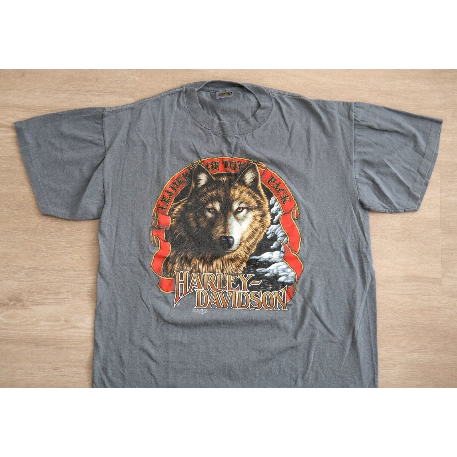 Harley Davidson Vintage 1990 Harley Davidson Wolf Leader Pack Shirt XL Gray Size US L / EU 52-54 / 3 - 1 Thumbnail
