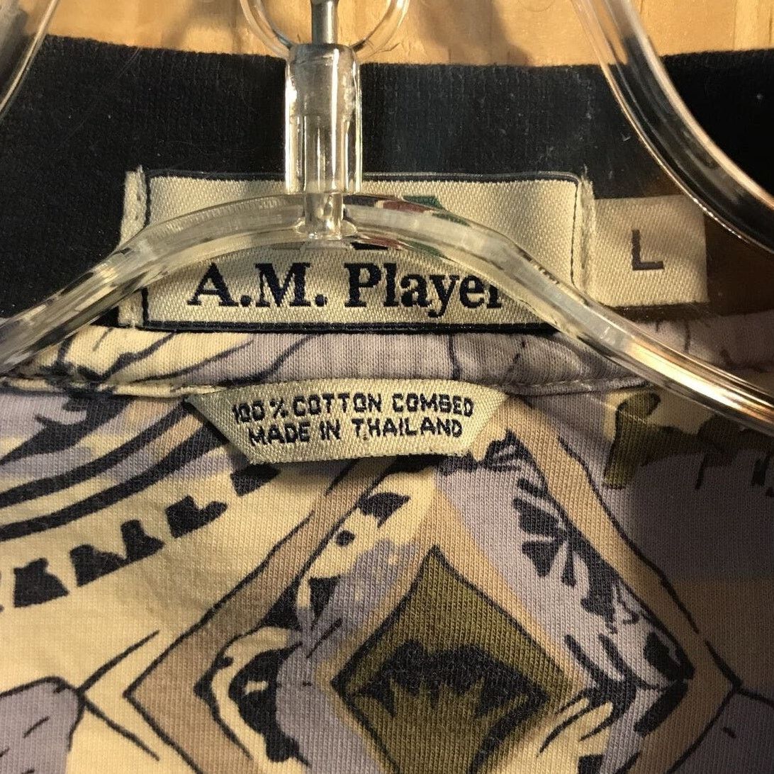 Other A.M. Player Vintage Mens L Blue Floral SS Cotton Polo Shirt Size US L / EU 52-54 / 3 - 2 Thumbnail