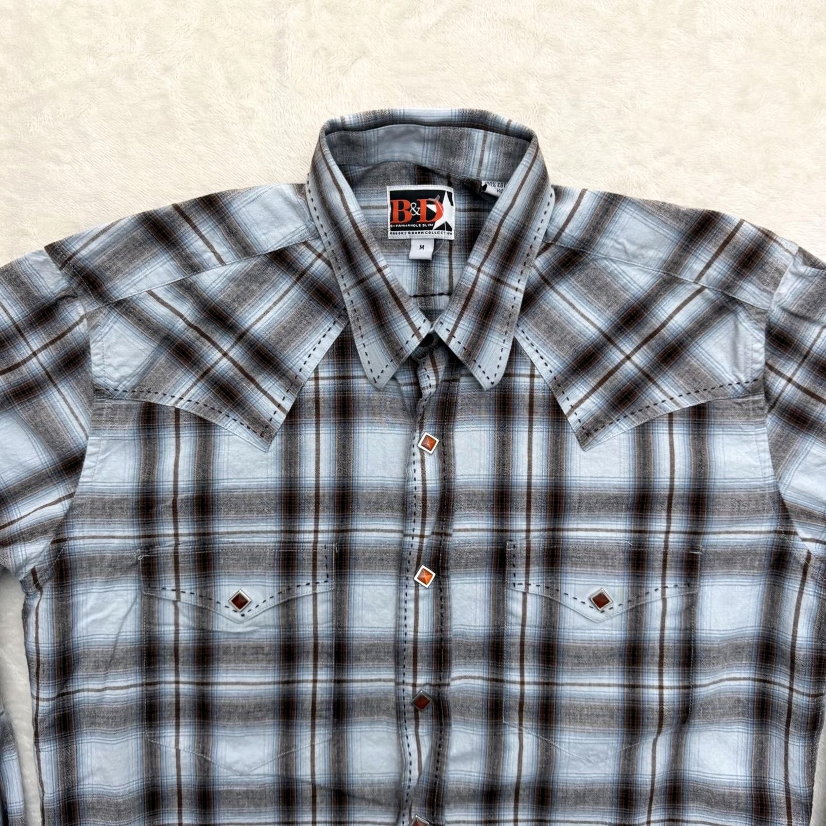 Vintage VINTAGE B&D by Panhandle Slim Shirt Mens Medium Blue Plaid Western Pearl Snap Shirt Size US M / EU 48-50 / 2 - 5 Thumbnail