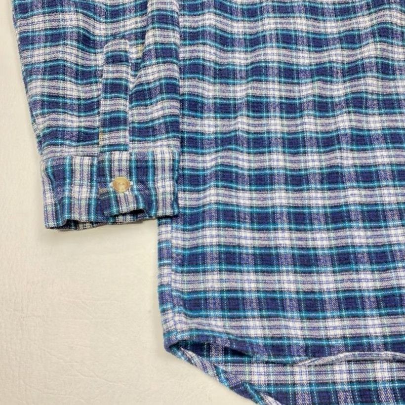 Lee VINTAGE Lee Valley Flannel Mens XL Blue Checkered Irish Grandfather Band Collar Size US XL / EU 56 / 4 - 3 Thumbnail