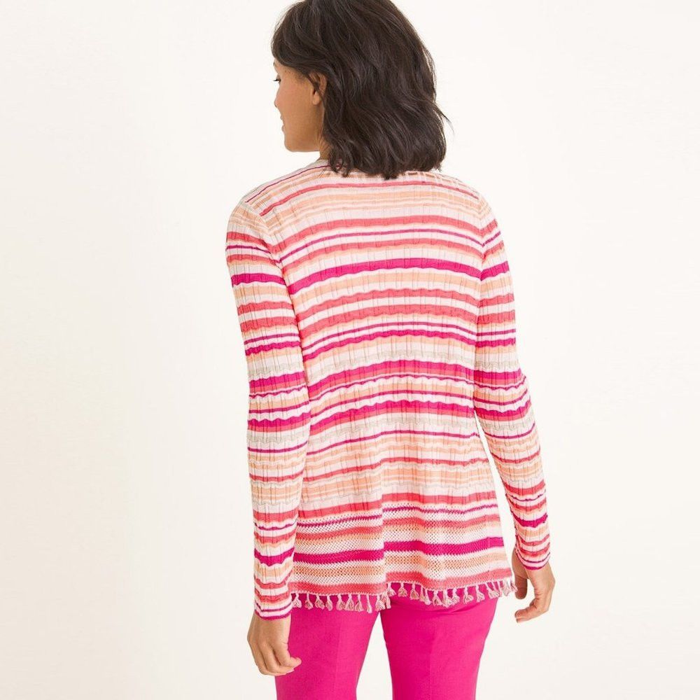 Chicos Chico's Tassel Wave Striped Cardigan Size 3 US XL Size XL / US 12-14 / IT 48-50 - 2 Thumbnail