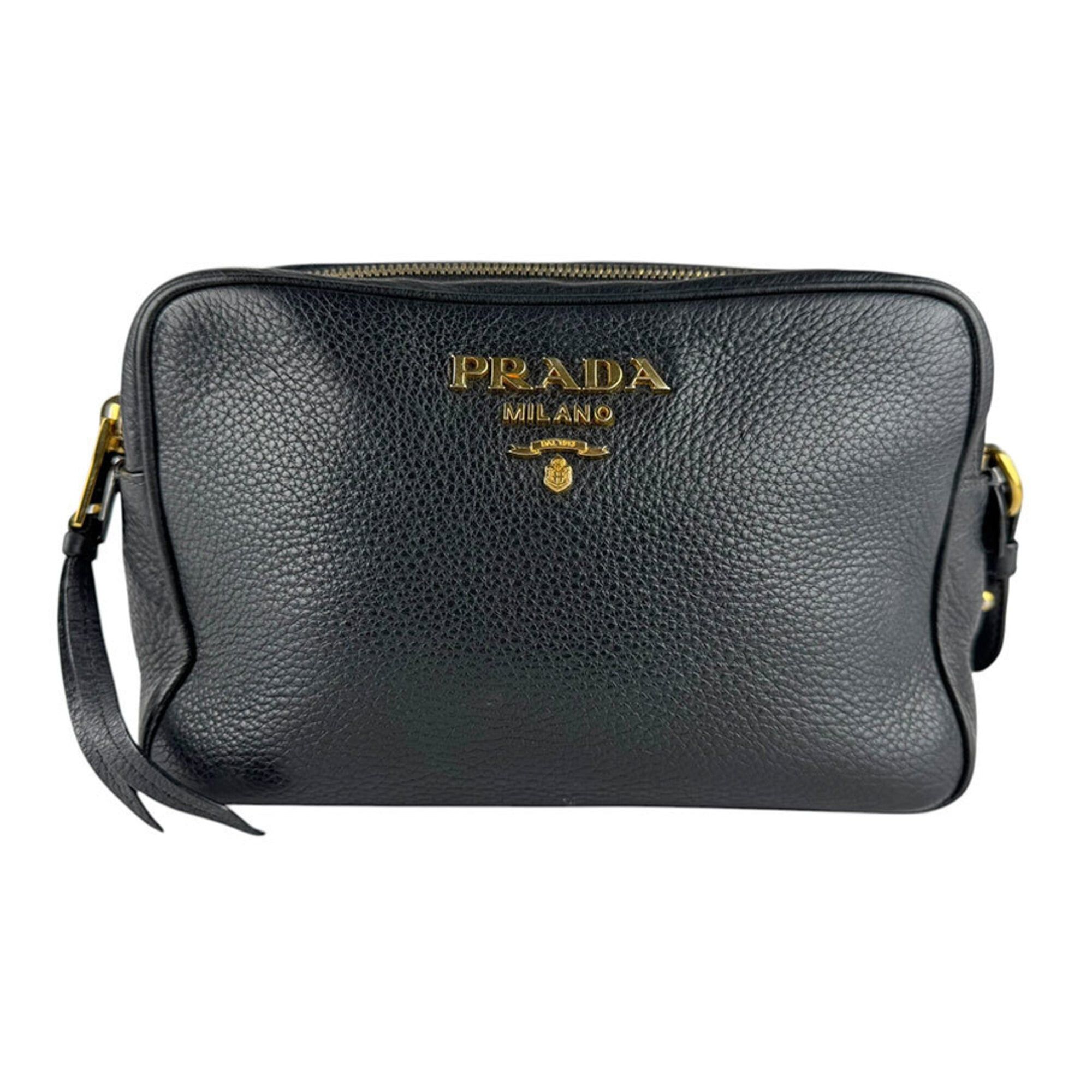 Prada Prada Crossbody Shoulder Bag, Leather, Black & Gold, Women's, Free Shipping, z9205 Size ONE SIZE - 1 Thumbnail