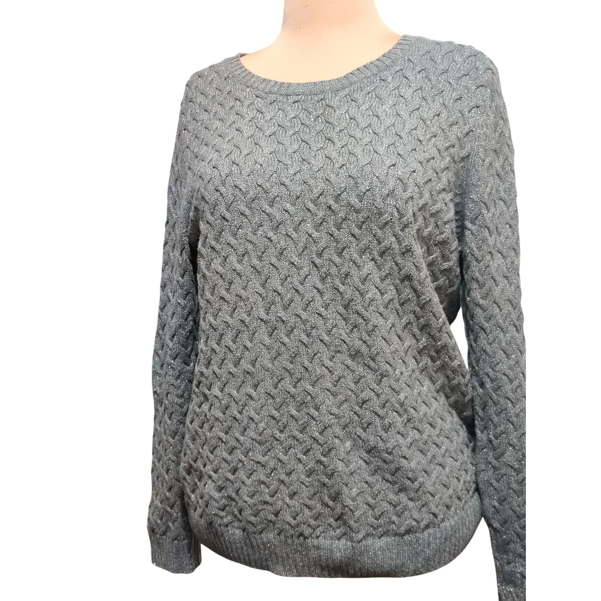 Croft & Barrow Croft & Barrow XL Womens Gray Sweater Metallic Knit Textured Size XL / US 12-14 / IT 48-50 - 11 Thumbnail