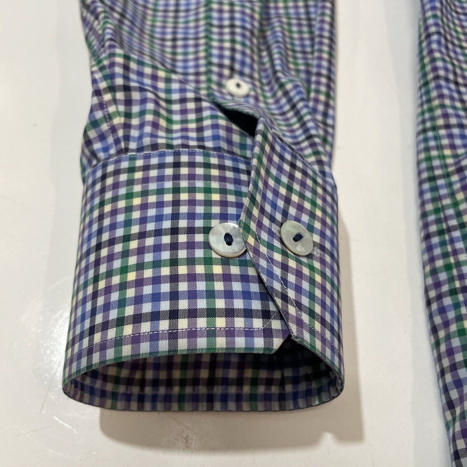Eton Eton Dress Shirt Men’ XL Blue Green Plaid Fine Twill 44 17.5 Size US XL / EU 56 / 4 - 4 Thumbnail