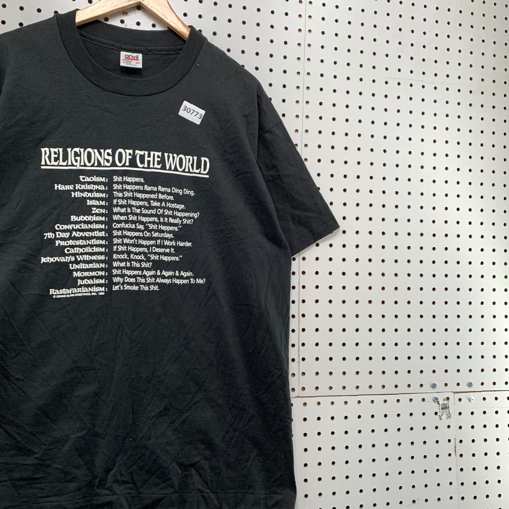 Anvil VINTAGE Anvil T-Shirt Black Mens L N/A Single Stitch Made USA 22X31 Funny Religions Rasta Shirt Size US L / EU 52-54 / 3 - 4 Thumbnail