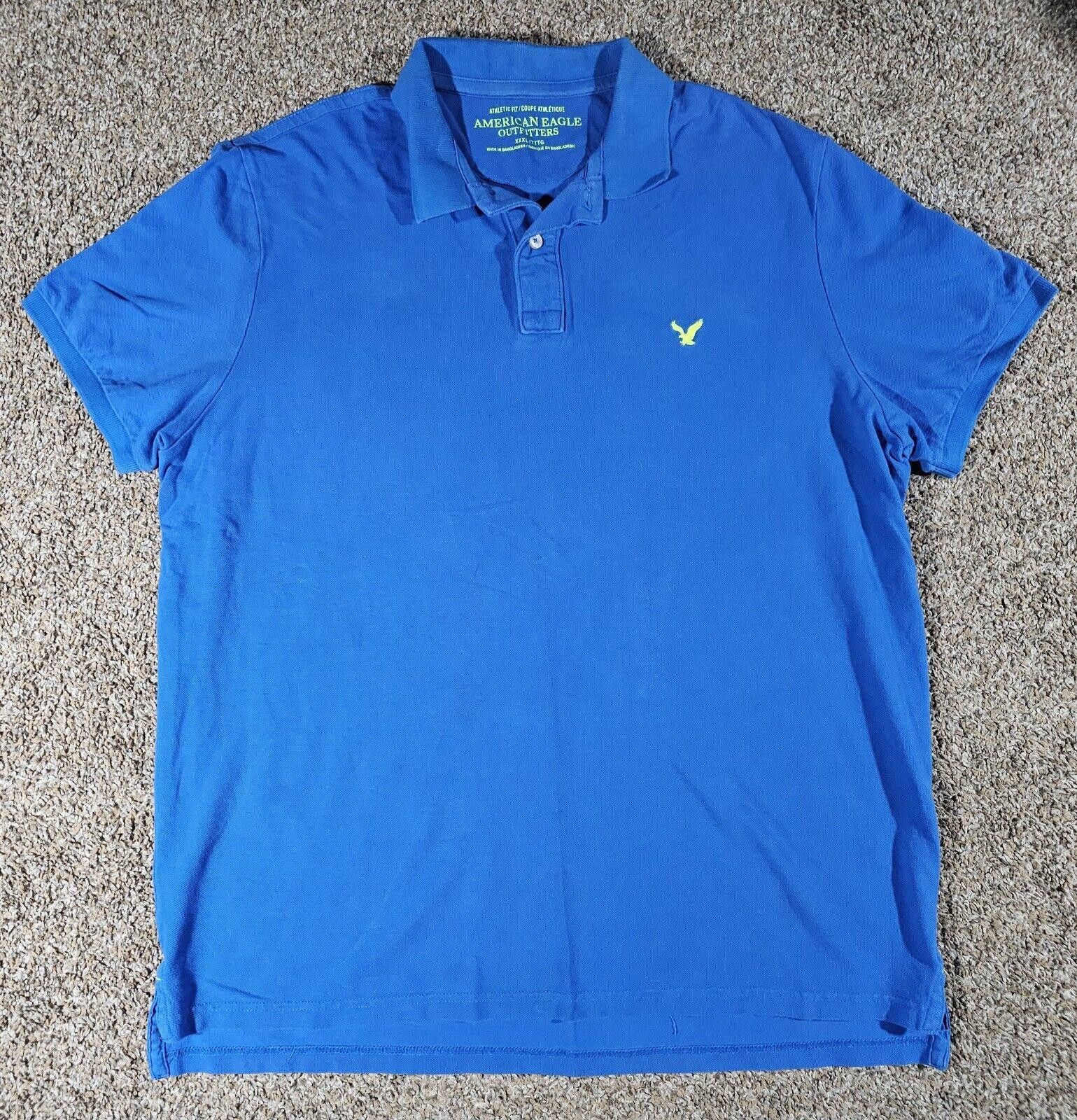 Designer American Eagle Polo Shirt 3XL XXXL Athletic Fit Bright Blue Size US XXL / EU 58 / 5 - 1 Thumbnail