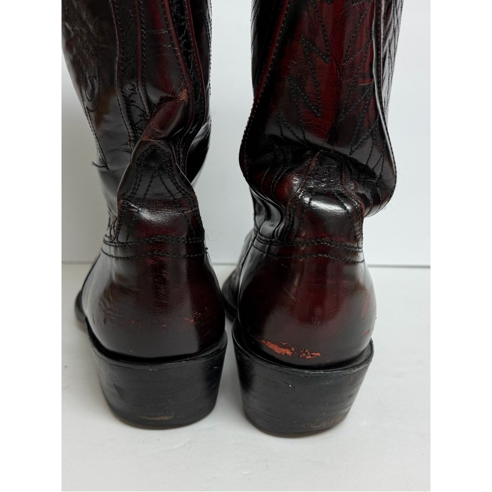 Lucchese VTG Lucchese Cowboy Boots Black Cherry Leather Western READ Size US 8 / EU 41 - 11 Thumbnail