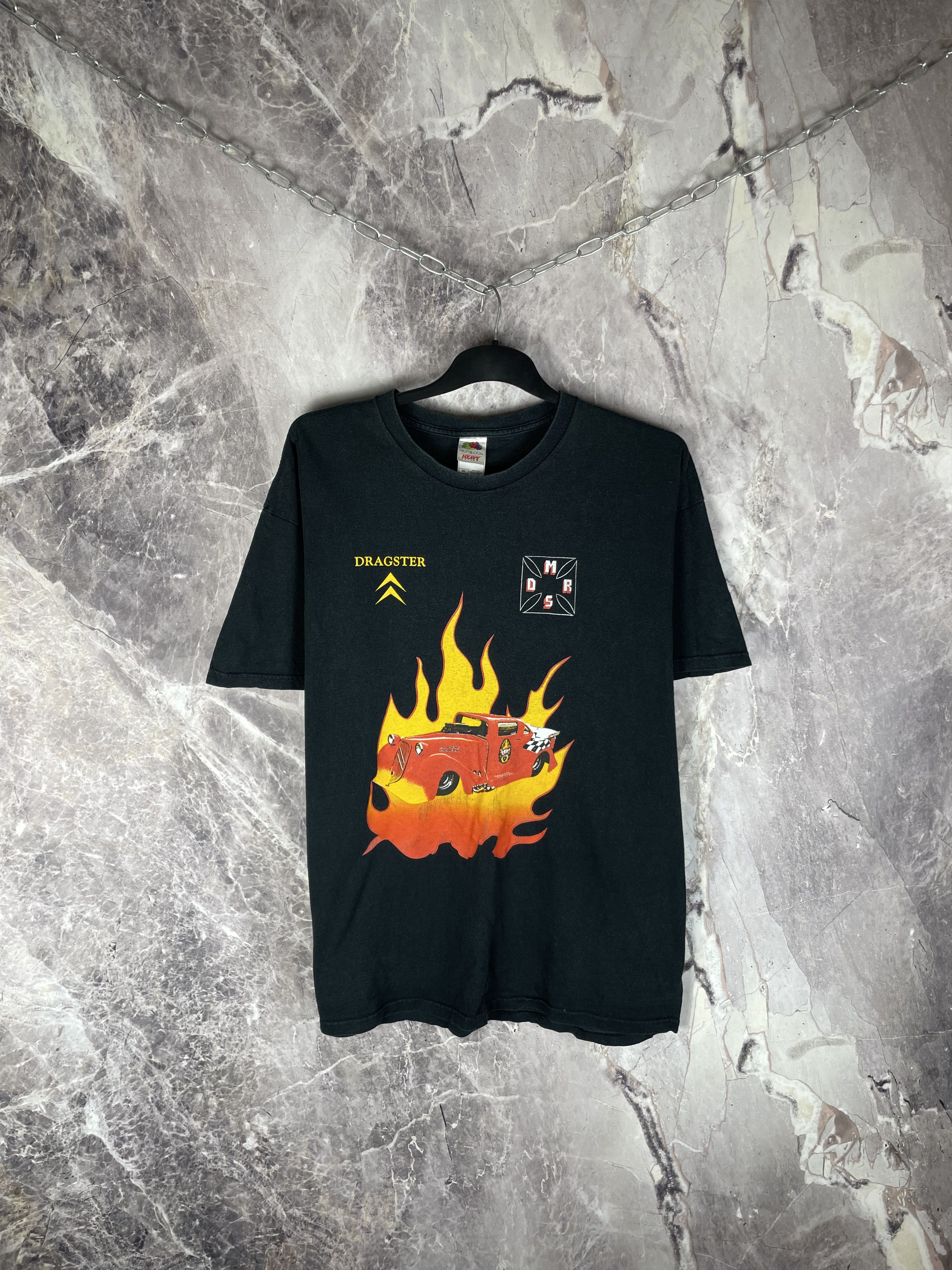 Vintage Vintage Dragster Print T-Shirt 90s Size US XXL / EU 58 / 5 - 1 Thumbnail