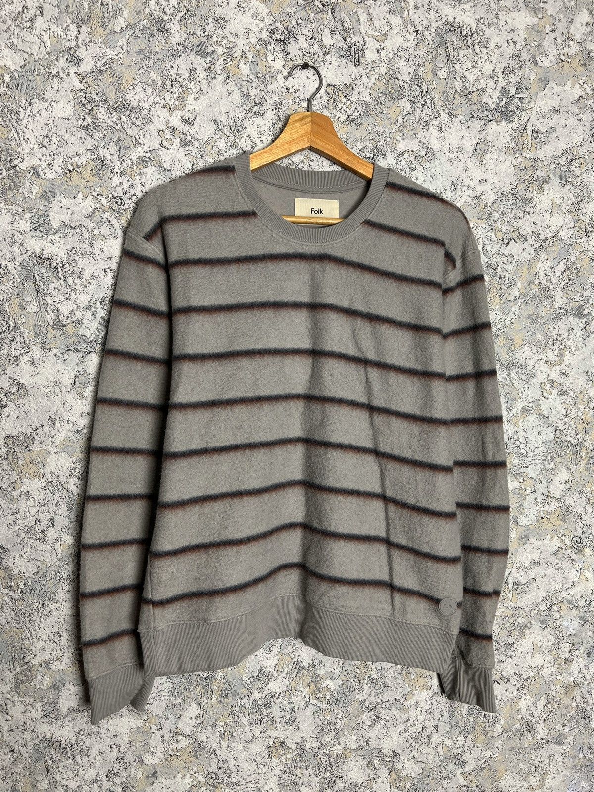 Folk Men’s Folk Sweatshirt Striped Fleece Jumper Brushed Cotton Size US M / EU 48-50 / 2 - 1 Thumbnail