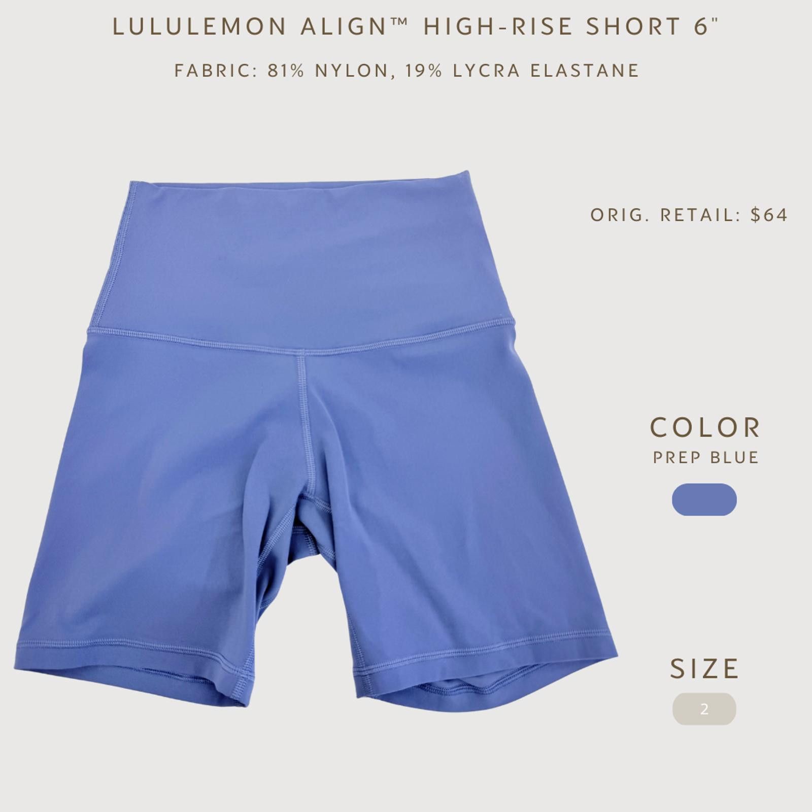 Lululemon Lululemon Align Shorts 6" High Rise Prep Blue 2 Size 26" / US 2 / IT 38 - 2 Thumbnail