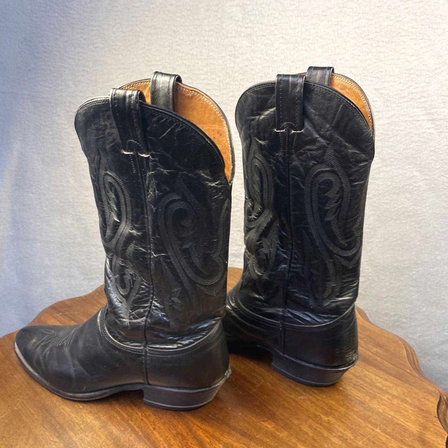 Vintage VINTAGE Nacona Cowboy Boots Western Boots Men 10D Black Almond Toe Stitch Pull On USA Cowboy Size US 10 / EU 43 - 6 Thumbnail