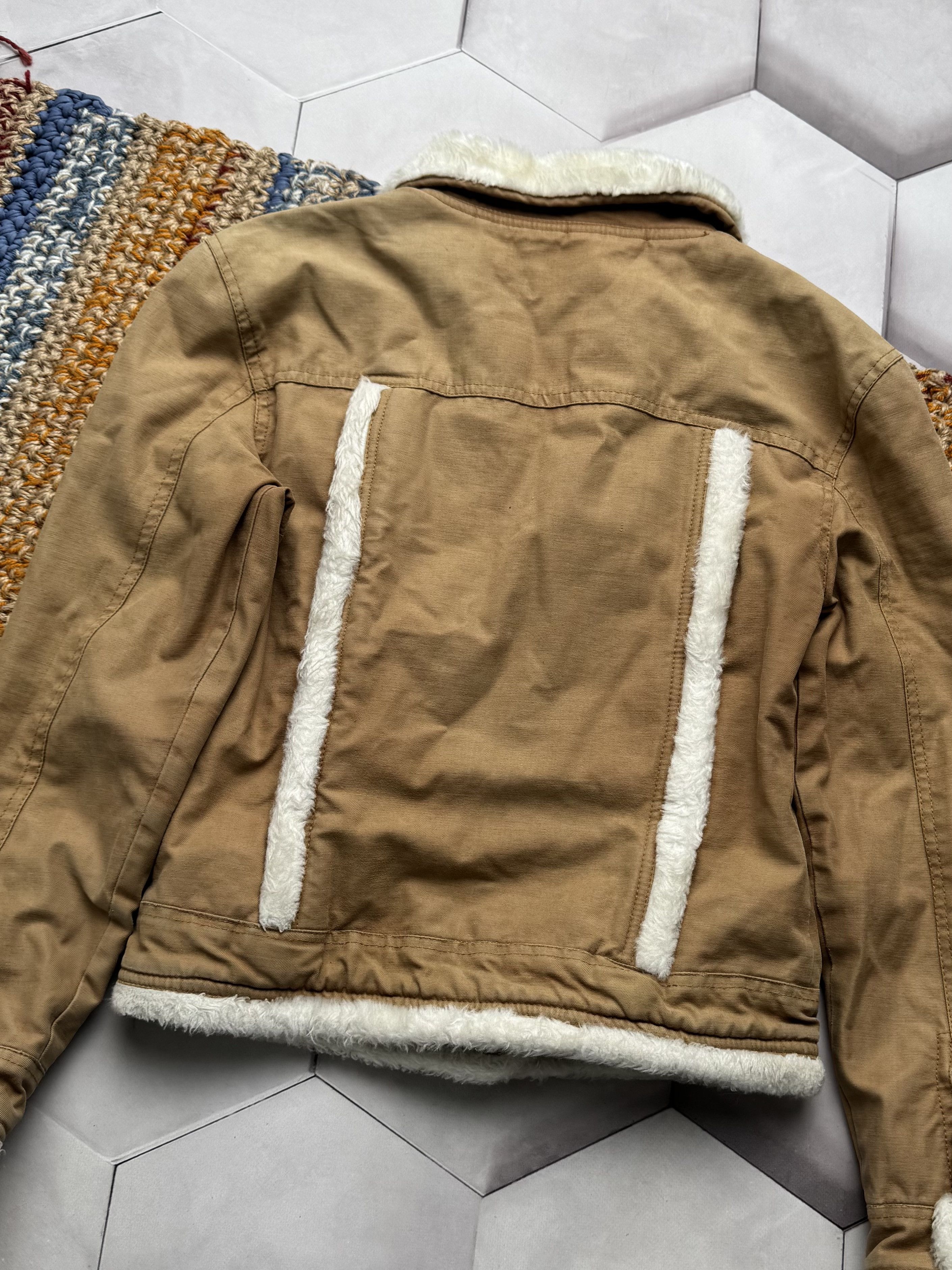 Vintage Vintage Tan Jacket Faux Fur Lined Coat Y2K Button (E4) Size M / US 6-8 / IT 42-44 - 9 Thumbnail