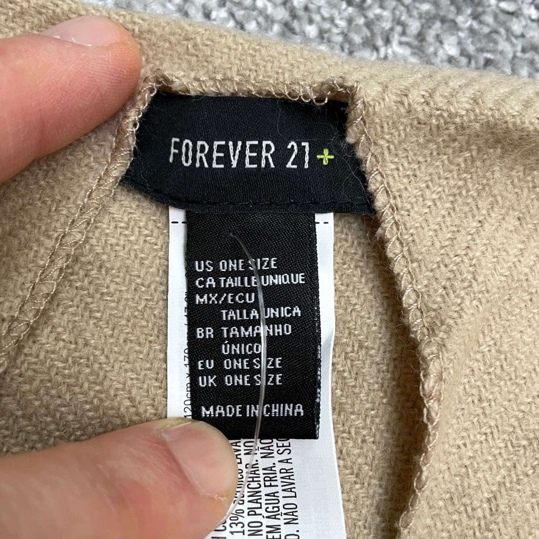 Forever 21 FOREVER 21 Shawl Top Shirt Womens One Size Taupe Black Striped Tasseled NWT Size ONE SIZE - 5 Thumbnail