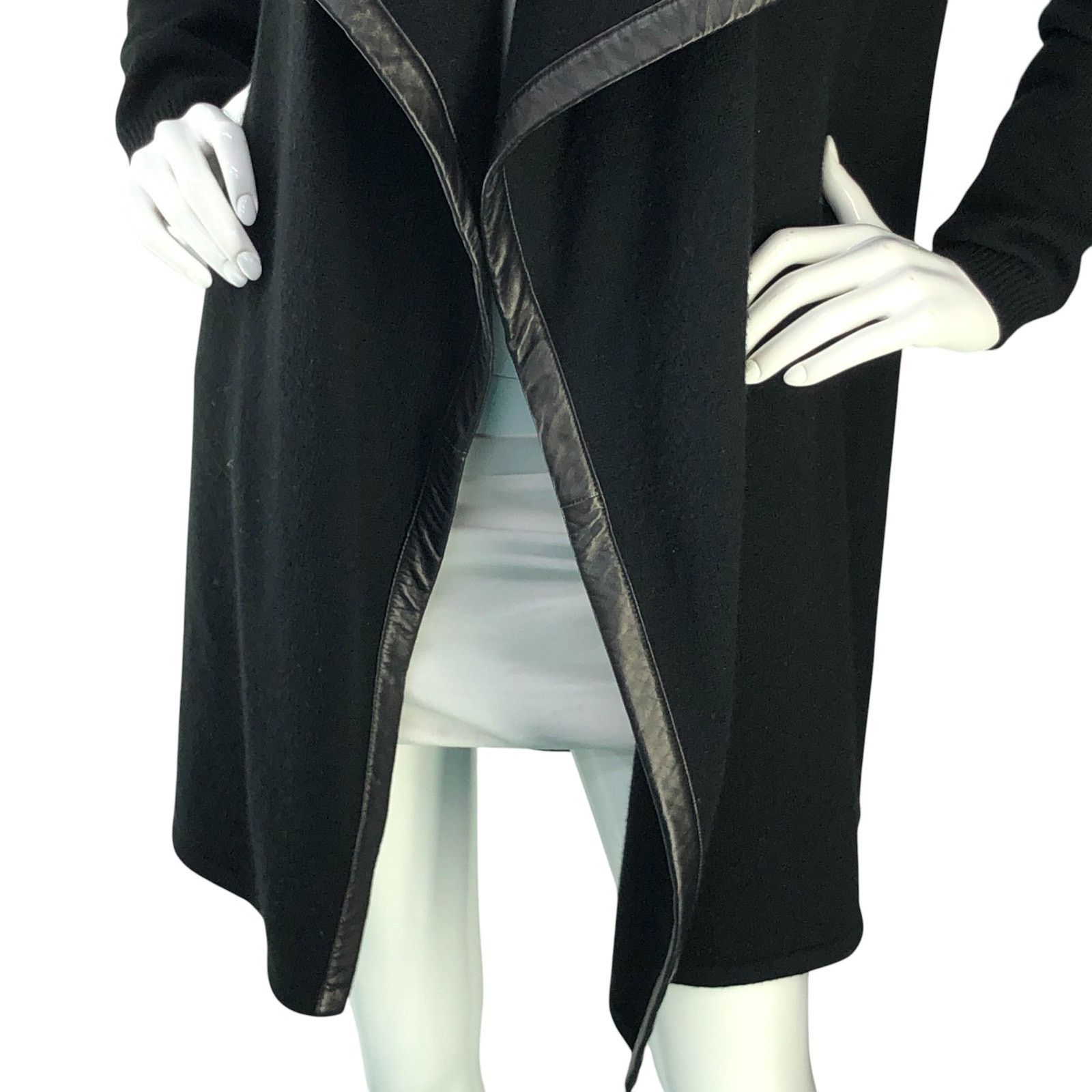 Ralph Lauren Black Label Ralph Lauren Size S Open Cardigan Cashmere Lamb Leather Trim Size S / US 4 / IT 40 - 3 Thumbnail