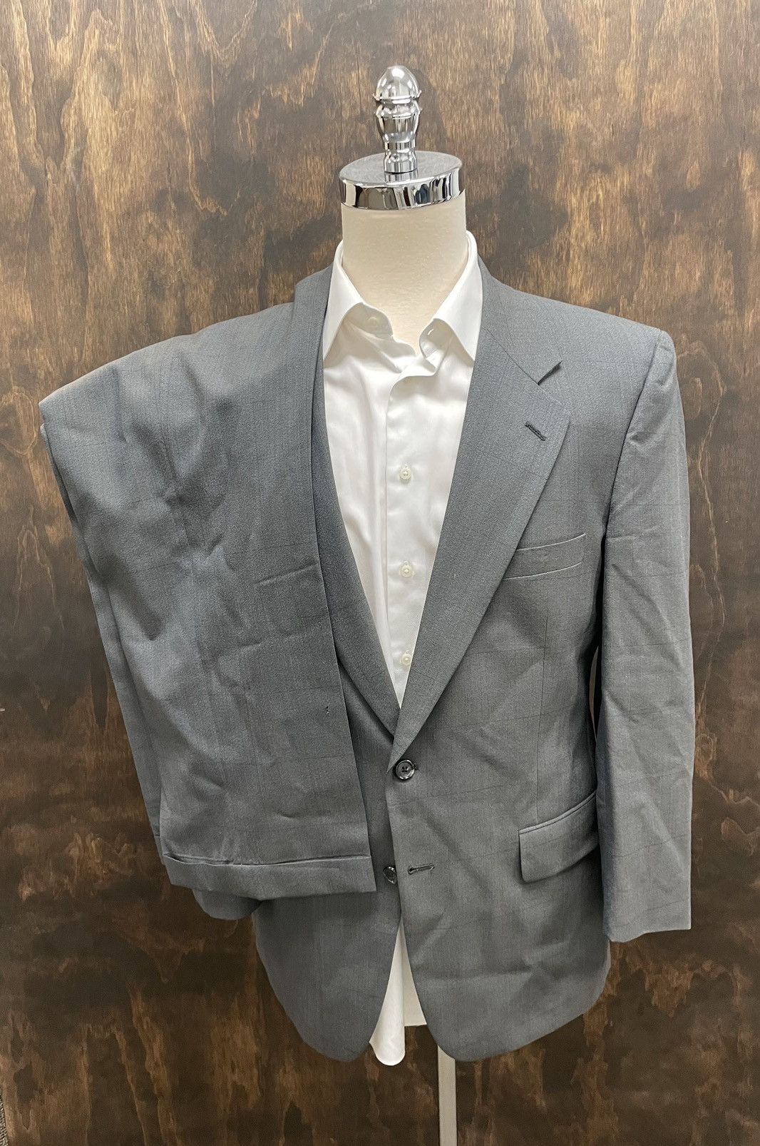 Windowpane Check Wool Suit