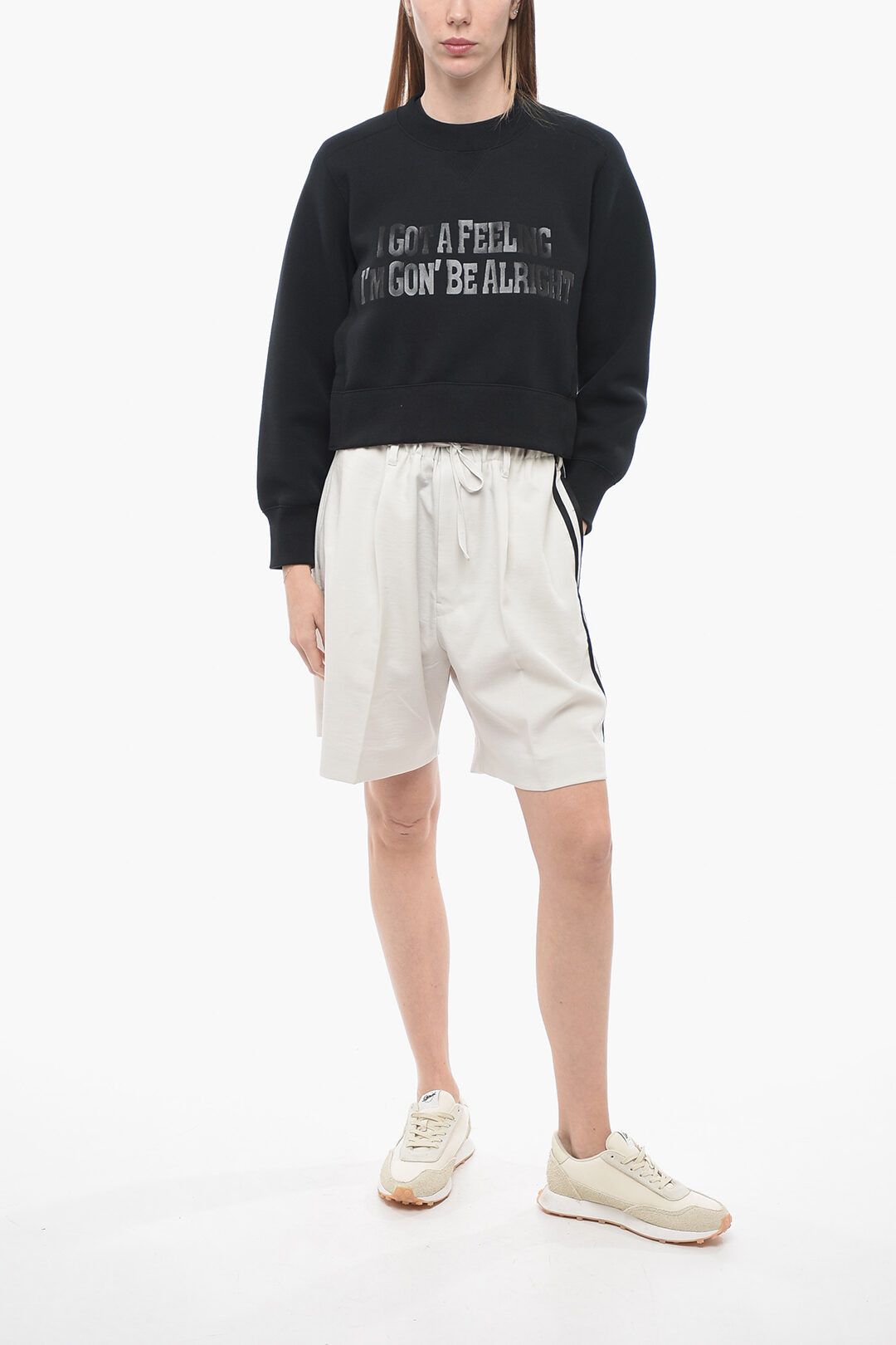 Sacai og1mm0724 Cropped Fit Sweatshirt in Black Size S / US 4 / IT 40 - 4 Thumbnail