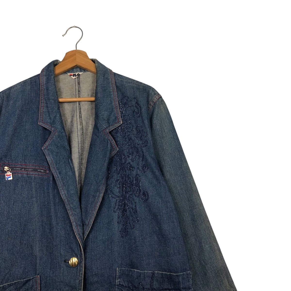 Japanese Brand 📌Vintage Denim Chore Jacket Fila Multi Pocket Issey Miyake Size US L / EU 52-54 / 3 - 7 Thumbnail