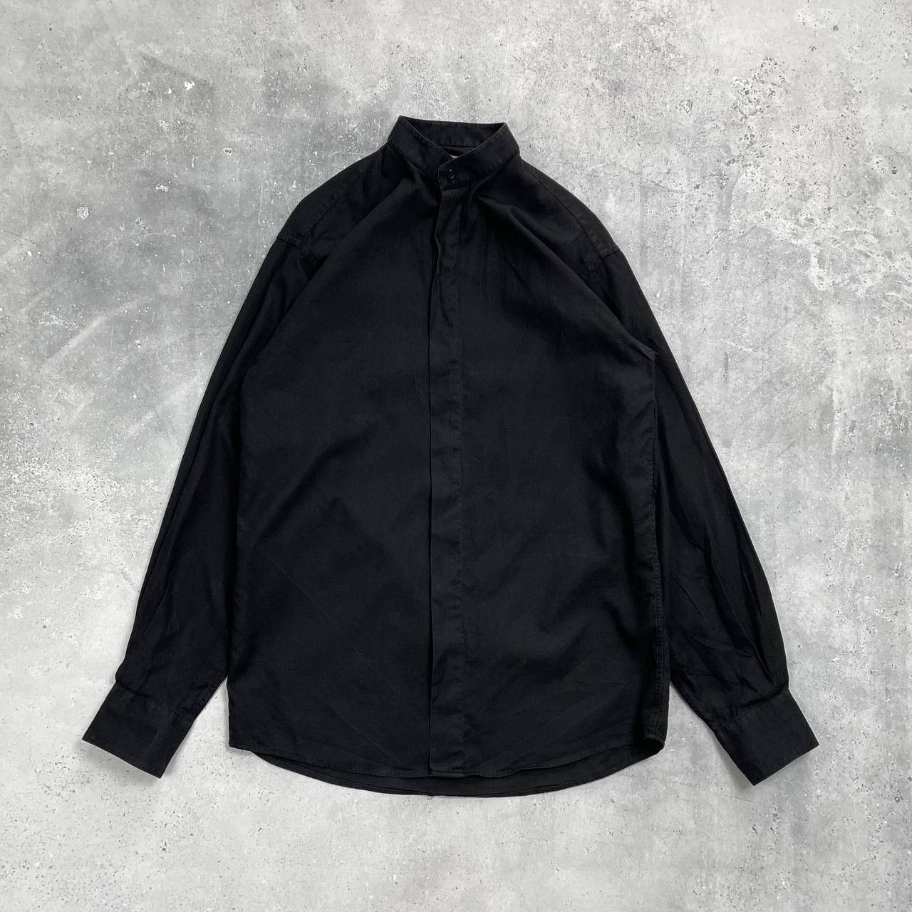 Kenzo × Vintage Vintage Kenzo Homme Nehru Collar LS Button-Up Shirt Black 39 Size US M / EU 48-50 / 2 - 1 Thumbnail