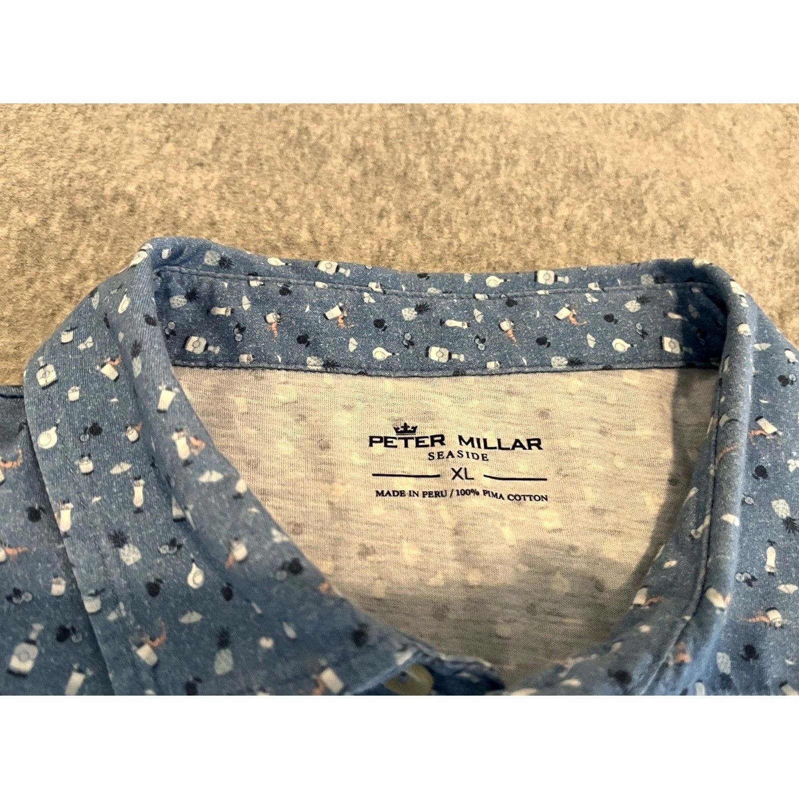 Peter Millar Peter Millar Polo Shirt Seaside Pima Cotton Blue Mens XL Short Sleeve Collared Shirt Polo Men's XL Blue Size US XL / EU 56 / 4 - 2 Thumbnail