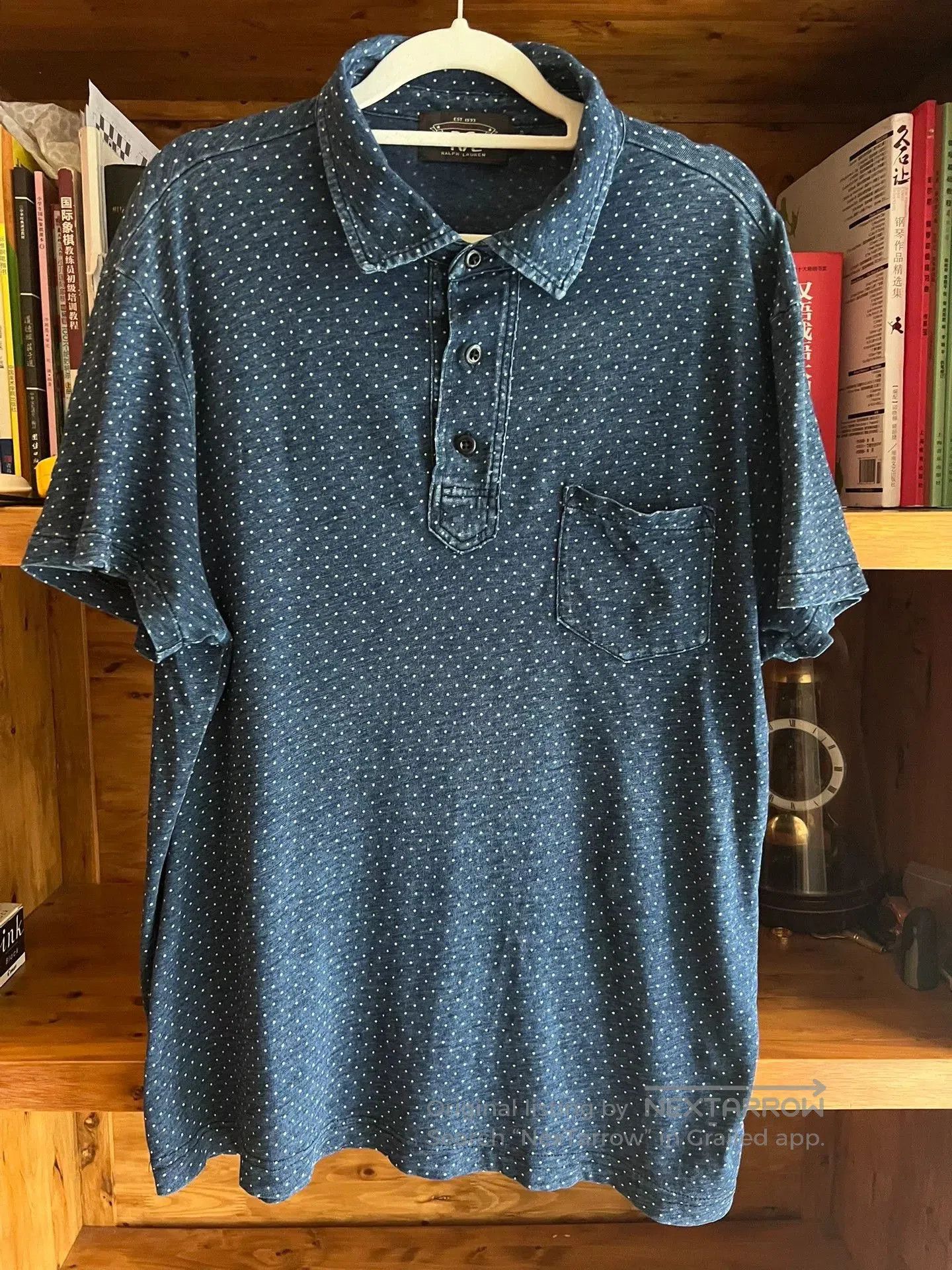 RRL Ralph Lauren RRL Indigo Polka Dot Short Sleeve Tee. Size US L / EU 52-54 / 3 - 1 Thumbnail