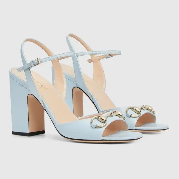 Gucci oc11z0126 Women's Horsebit Sandals in Blue Size US 8.5 / IT 38.5 - 2 Thumbnail