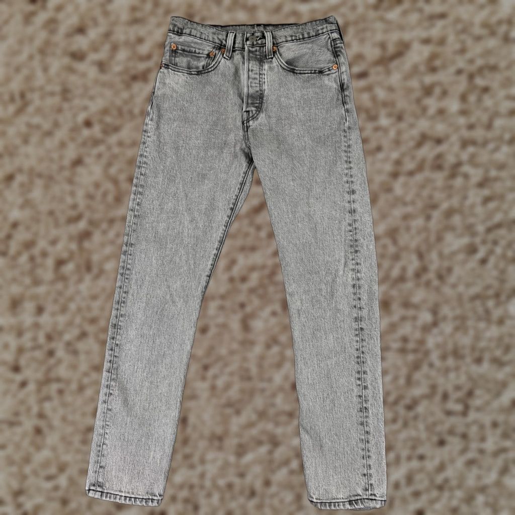 Levi's 501 Jeans Women Skinny Denim Gray Regular 26 Inseam 27 Button Fly Distressed Stretch Vintage: No