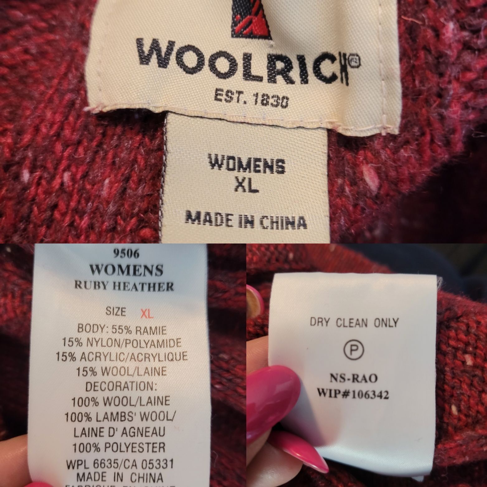 Woolrich Woolen Mills Woolrich Womens XL Ruby Heather Henley Sweater Wool Ribbed K Size XL / US 12-14 / IT 48-50 - 3 Thumbnail