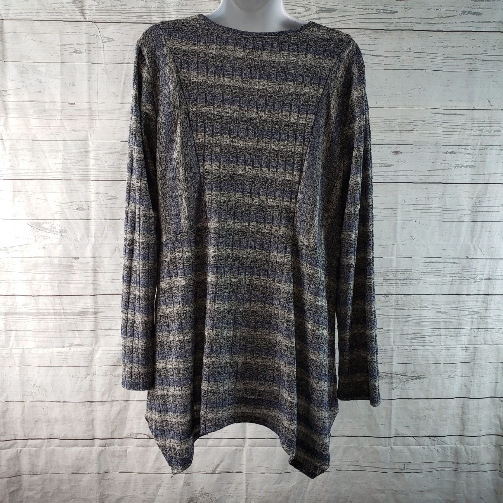 Vintage Knox Rose Womens Blouse Long Sleeve Scoop Neck Blue Gray SZ L Ribbed Top Size L / US 10 / IT 46 - 4 Thumbnail