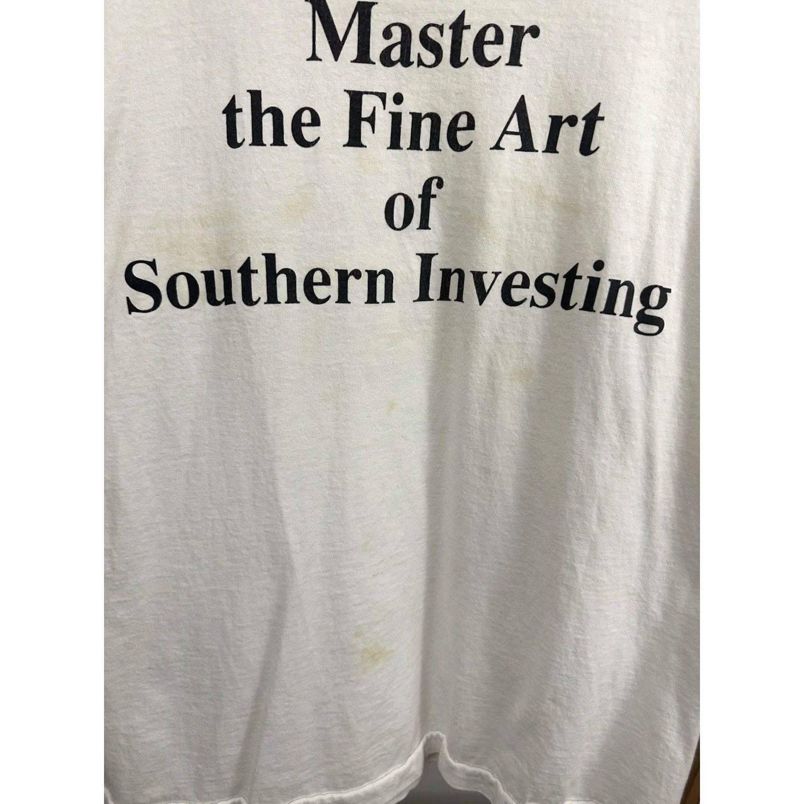 Fruit Of The Loom VTG Master The Fine Art Dali Van Gogh Picasso Monet Warhol Dollar T-Shirt M RARE Shirt Mens M White Money Bear Bull Dow Jones 90s NFT? Size US M / EU 48-50 / 2 - 6 Thumbnail