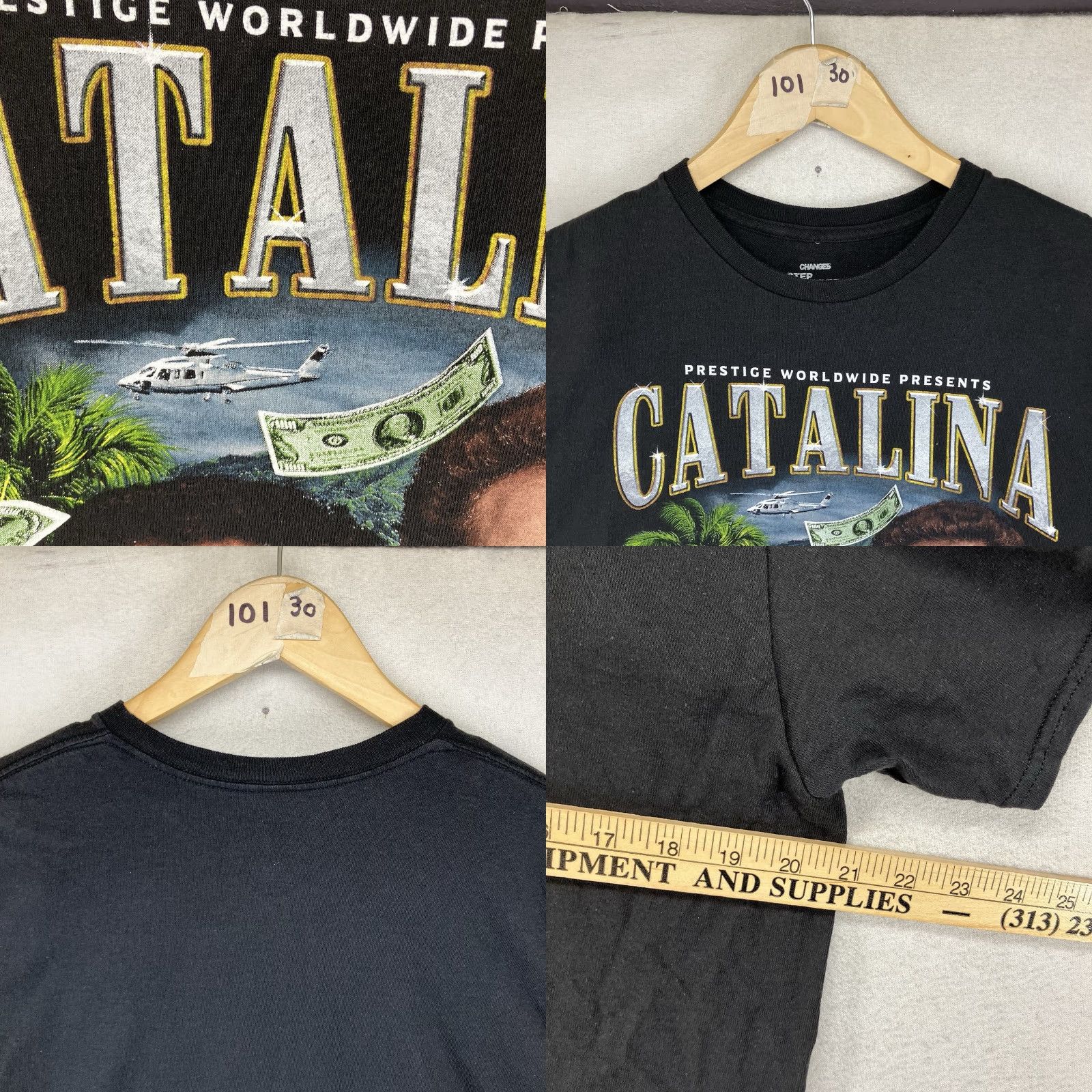Changes Prestige Worldwide Step Brothers Artwork Catalina Wine Mixer T-Shirt Size M Black Mens Cotton Crew Neck Short Sleeve Graphic Print 2020s Regular Fit Size US M / EU 48-50 / 2 - 8 Thumbnail