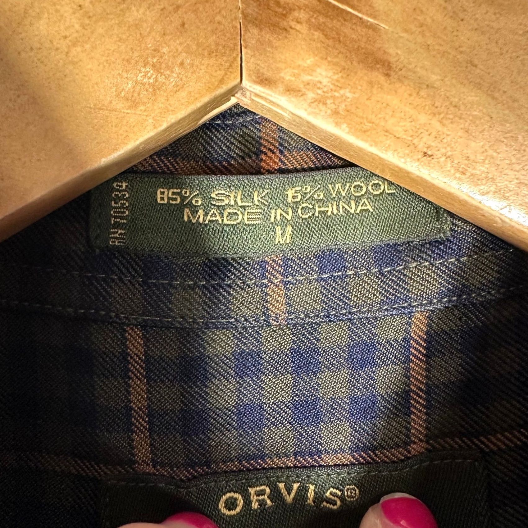 Orvis Orvis Signature Collection Mens Plaid Shirt Green Blue M Button Down Silk Wool Size US M / EU 48-50 / 2 - 5 Thumbnail